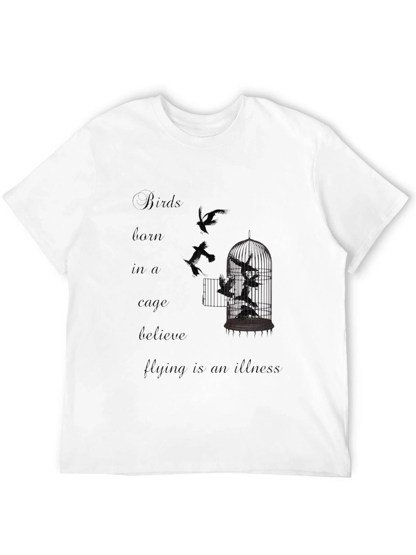 Black Birds Born in a Cage Graphic T-Shirt view 12