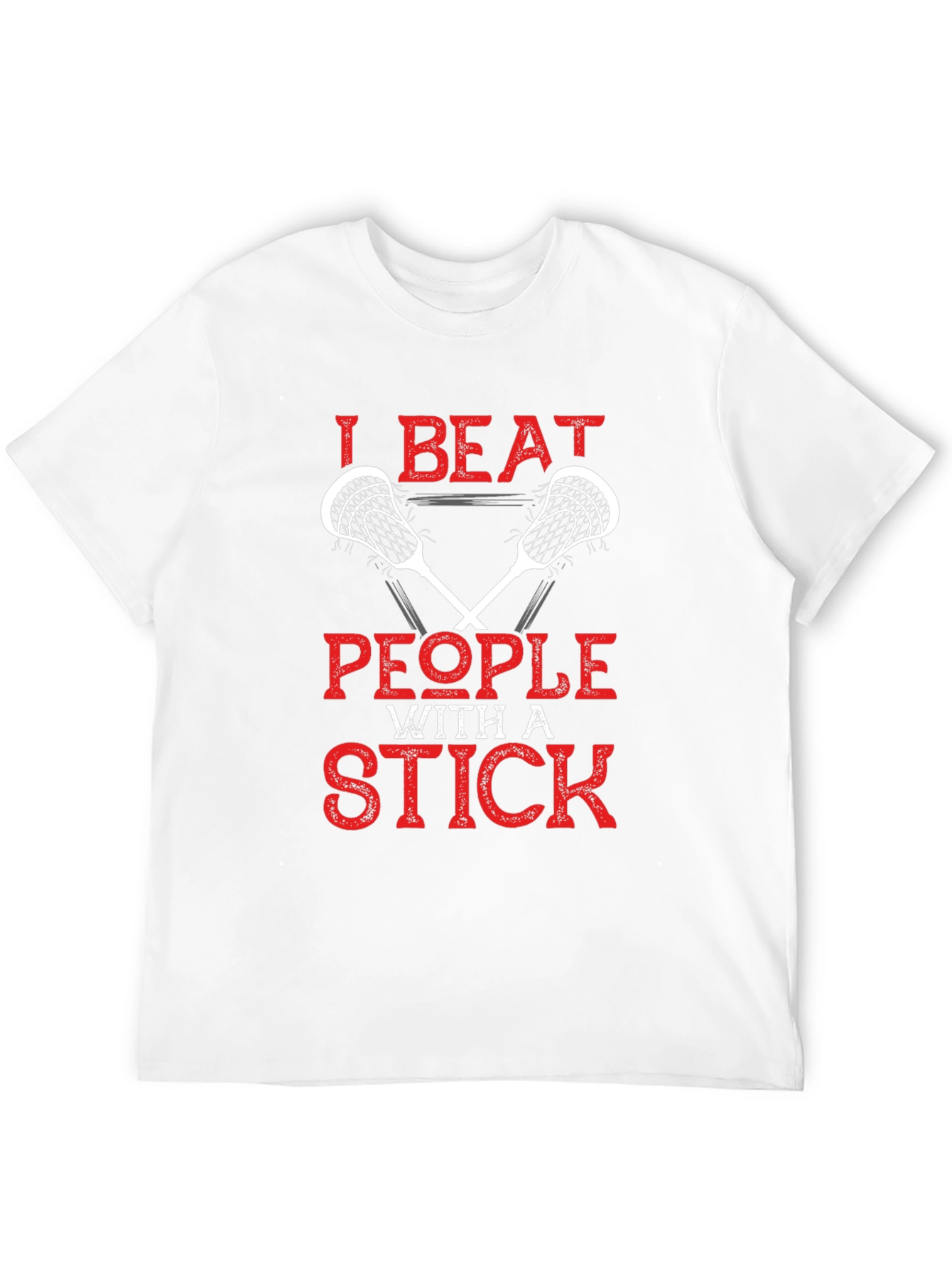 Black I Beat People With a Stick Lacrosse T-Shirt view 12