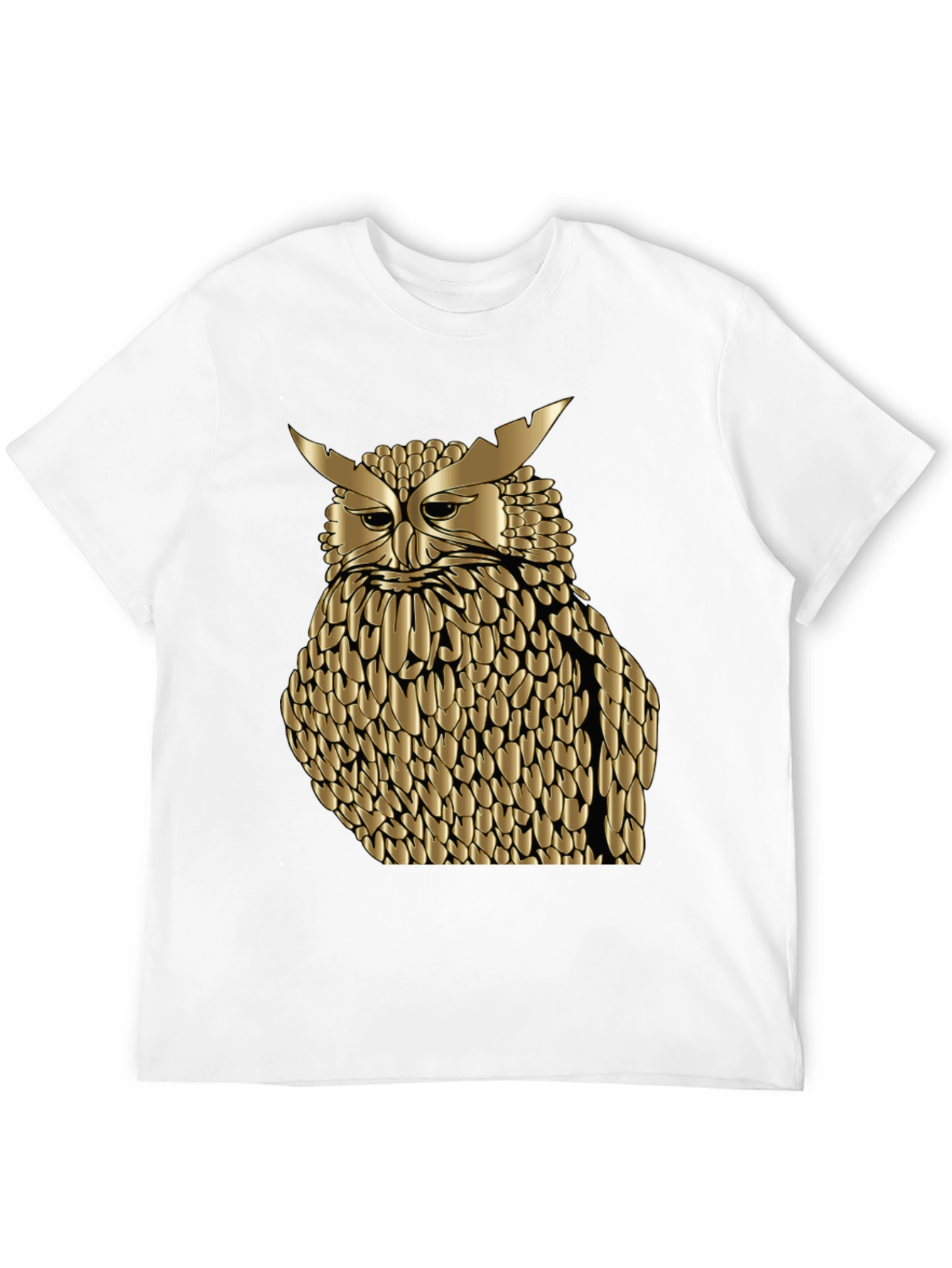 Black Golden Owl Graphic Tee - Black Cotton Blend Shirt view 12