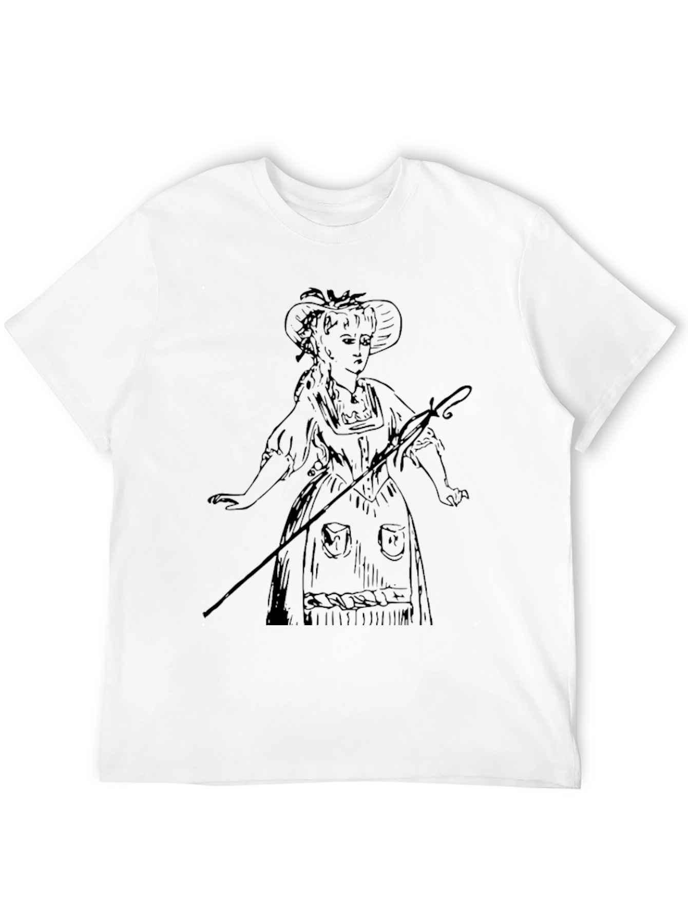 Black Vintage Woman Sketch Black T-Shirt view 12