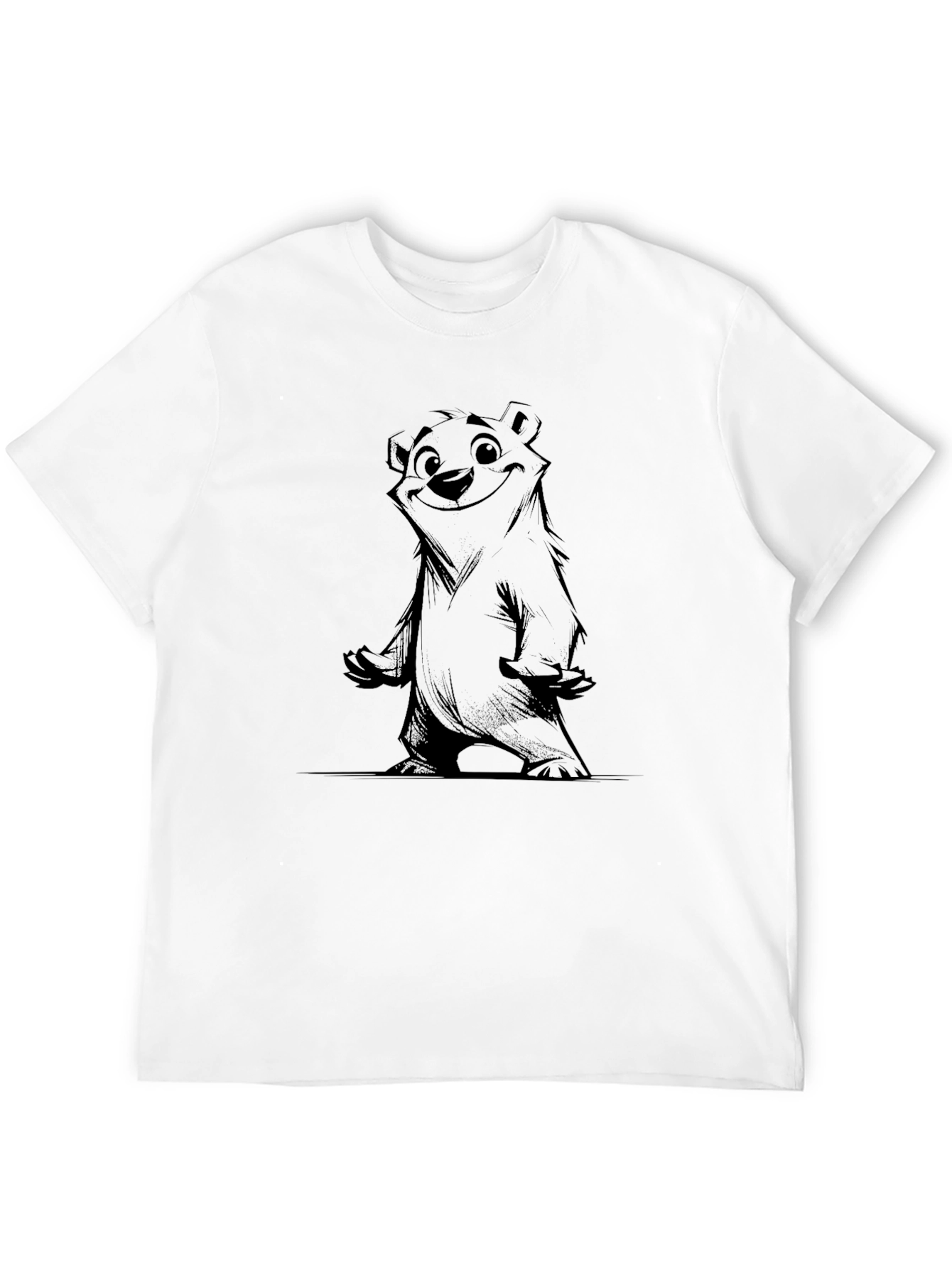 Black Cartoon Bear Graphic Black T-Shirt view 12