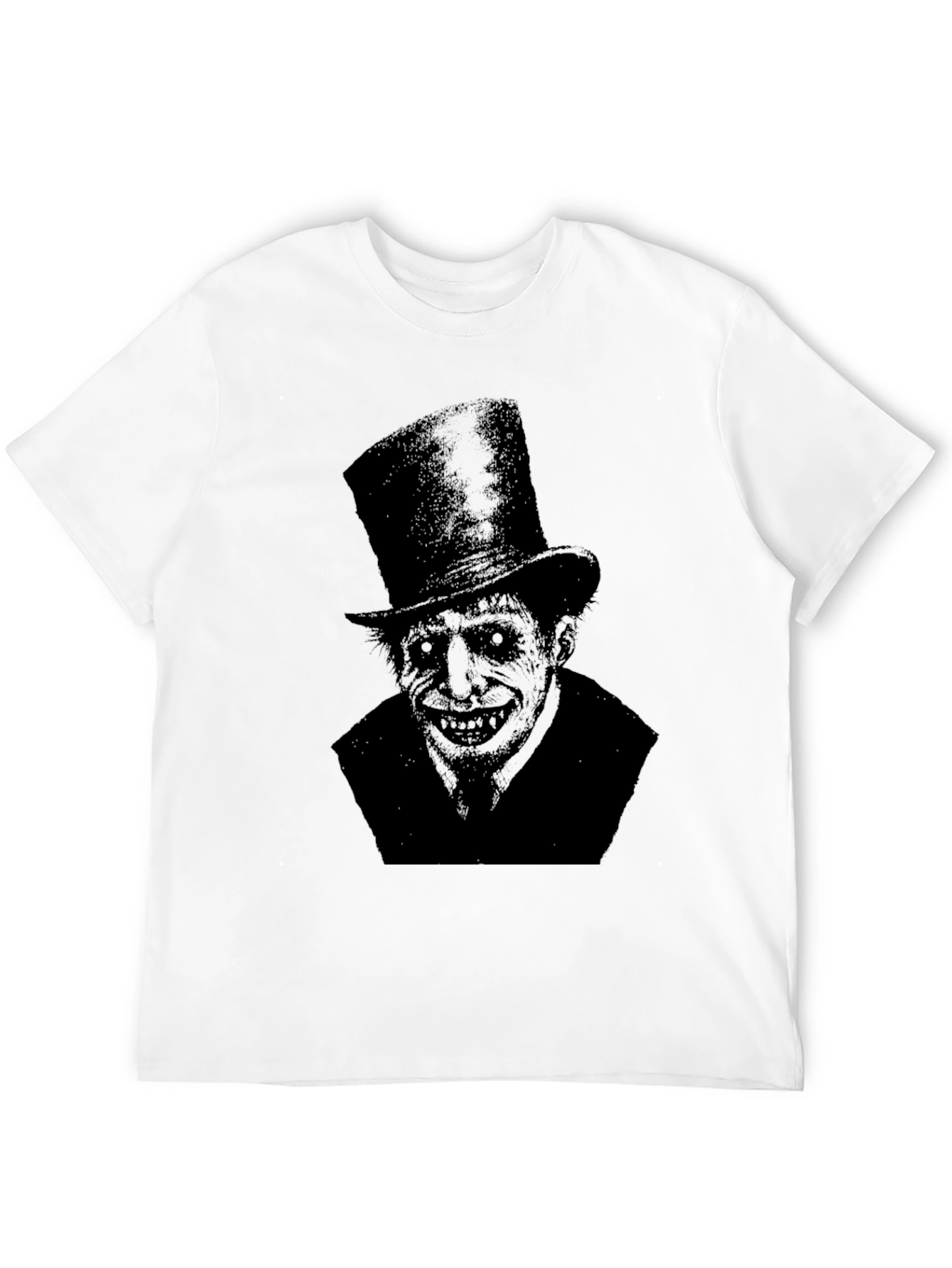Black Eerie Top Hat Man Graphic Tee - Dark Humor Style view 12