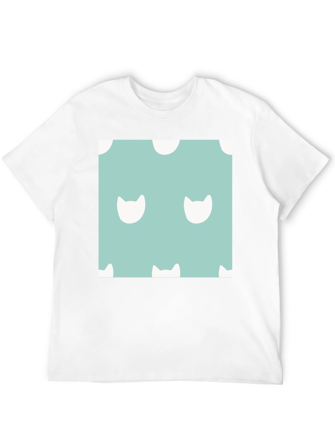 Black Cute Cat Pattern T-Shirt view 12