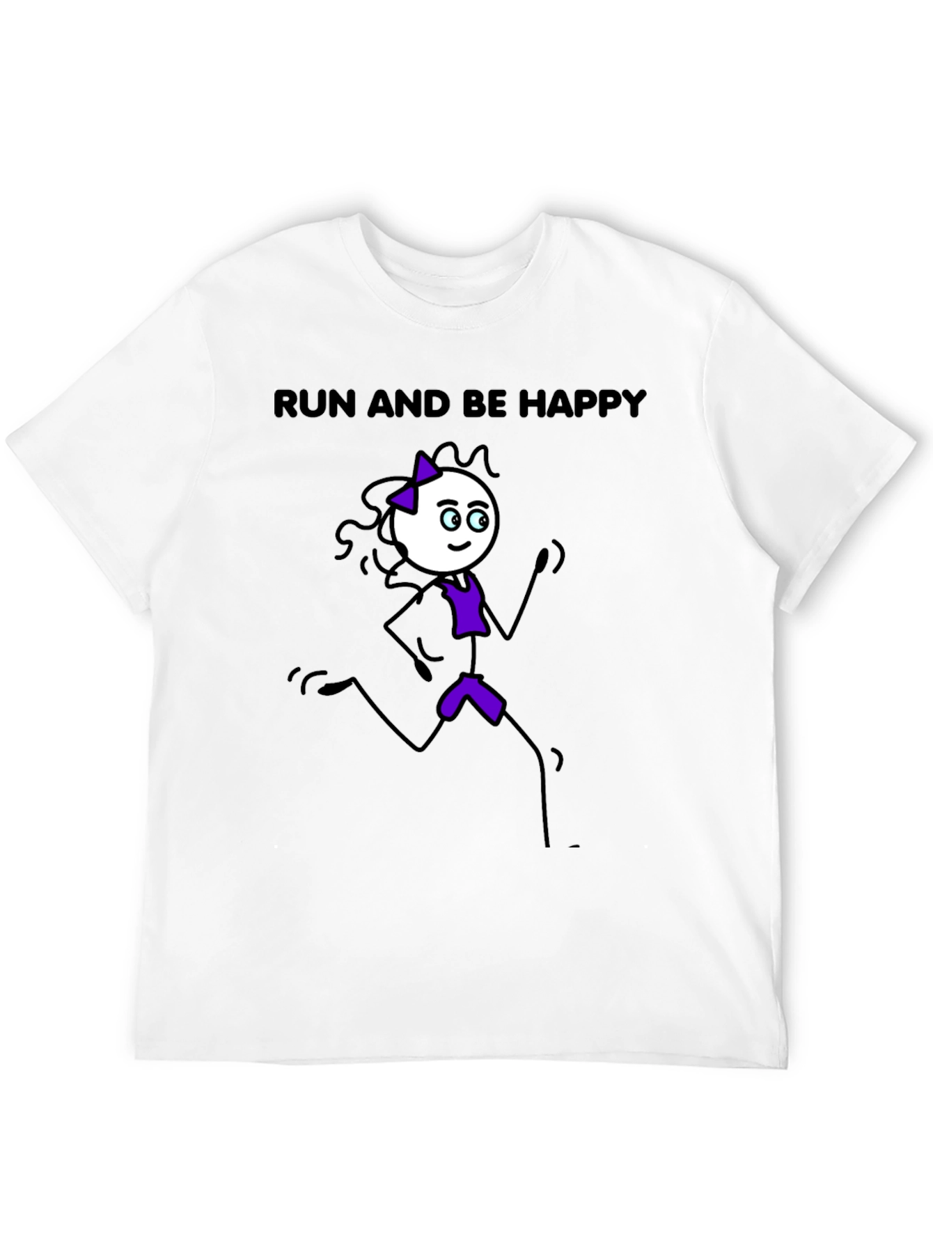 Black Run and Be Happy T-Shirt - Stick Figure Design view 12