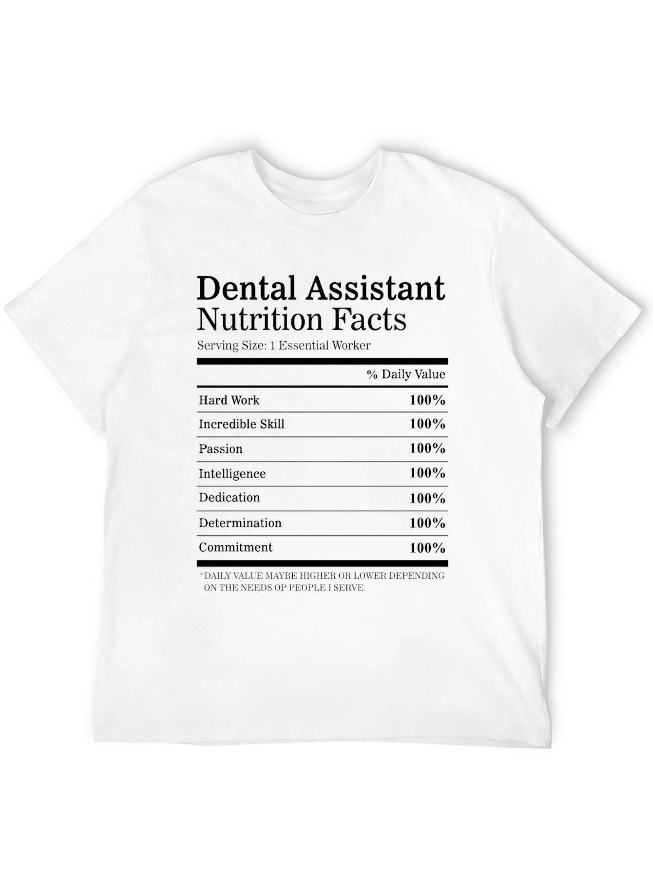 Black Dental Assistant Nutrition Facts T-Shirt view 12