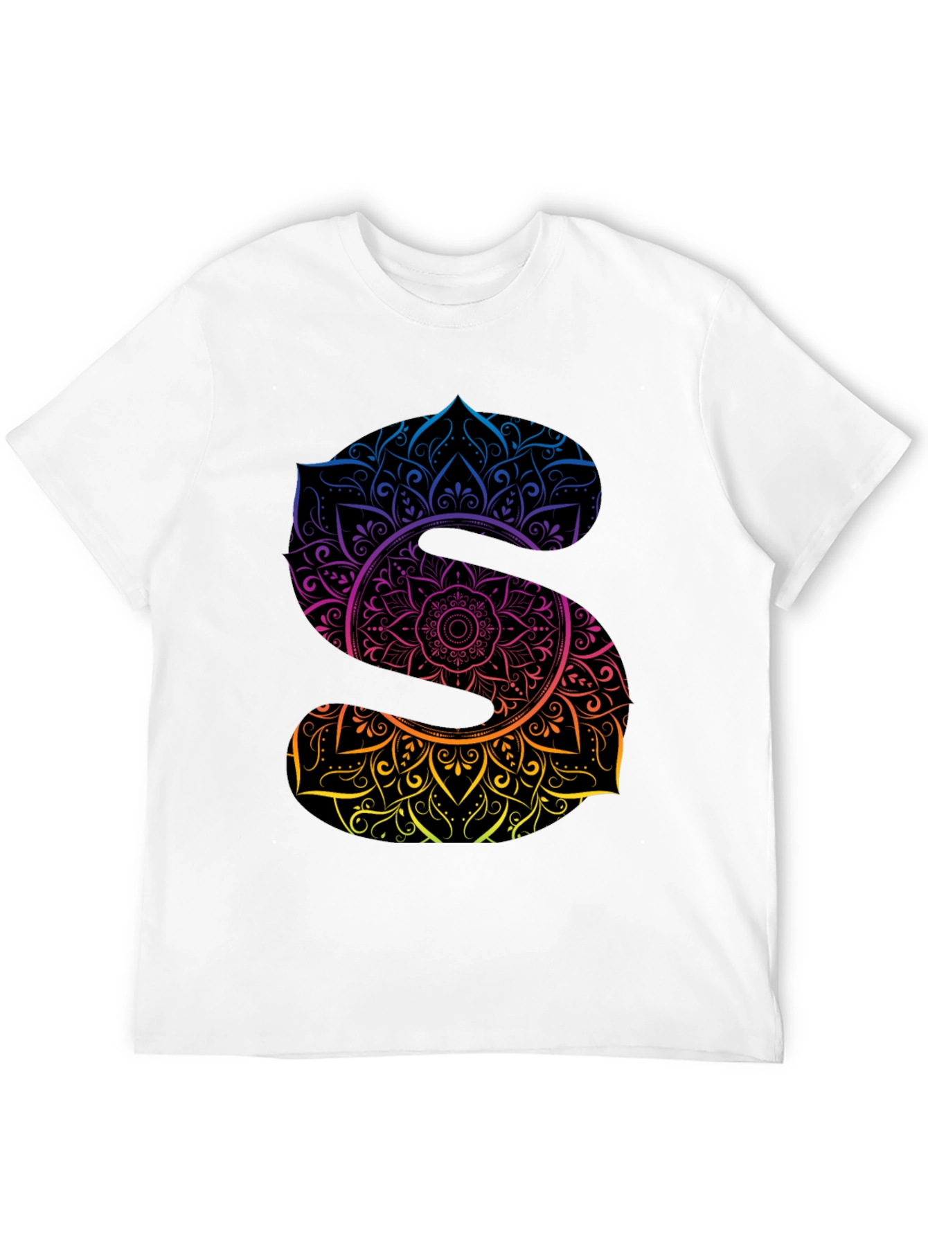 Black Mandala Letter S Graphic Black T-Shirt view 12