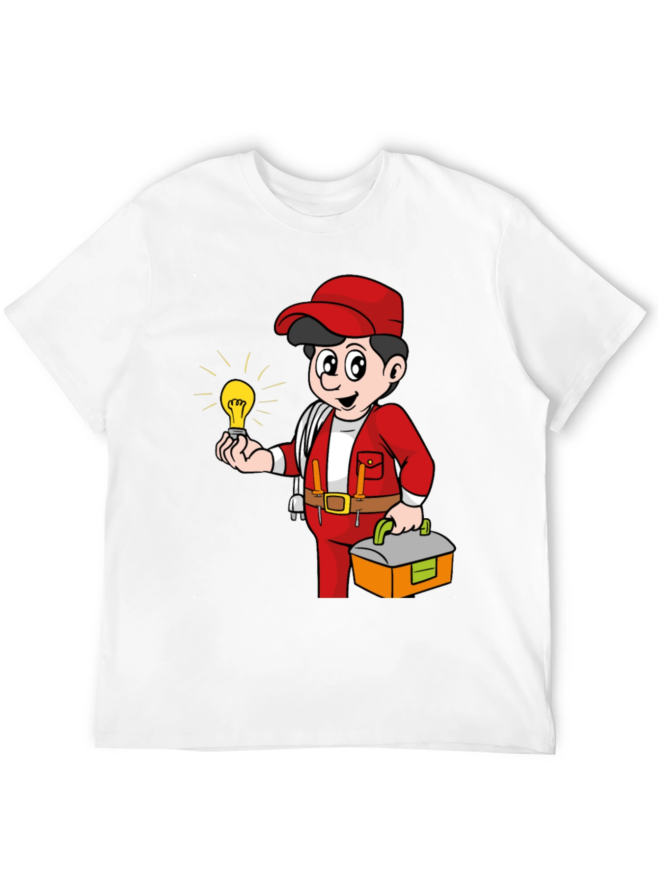 Black Electrician Cartoon Graphic Tee view 12