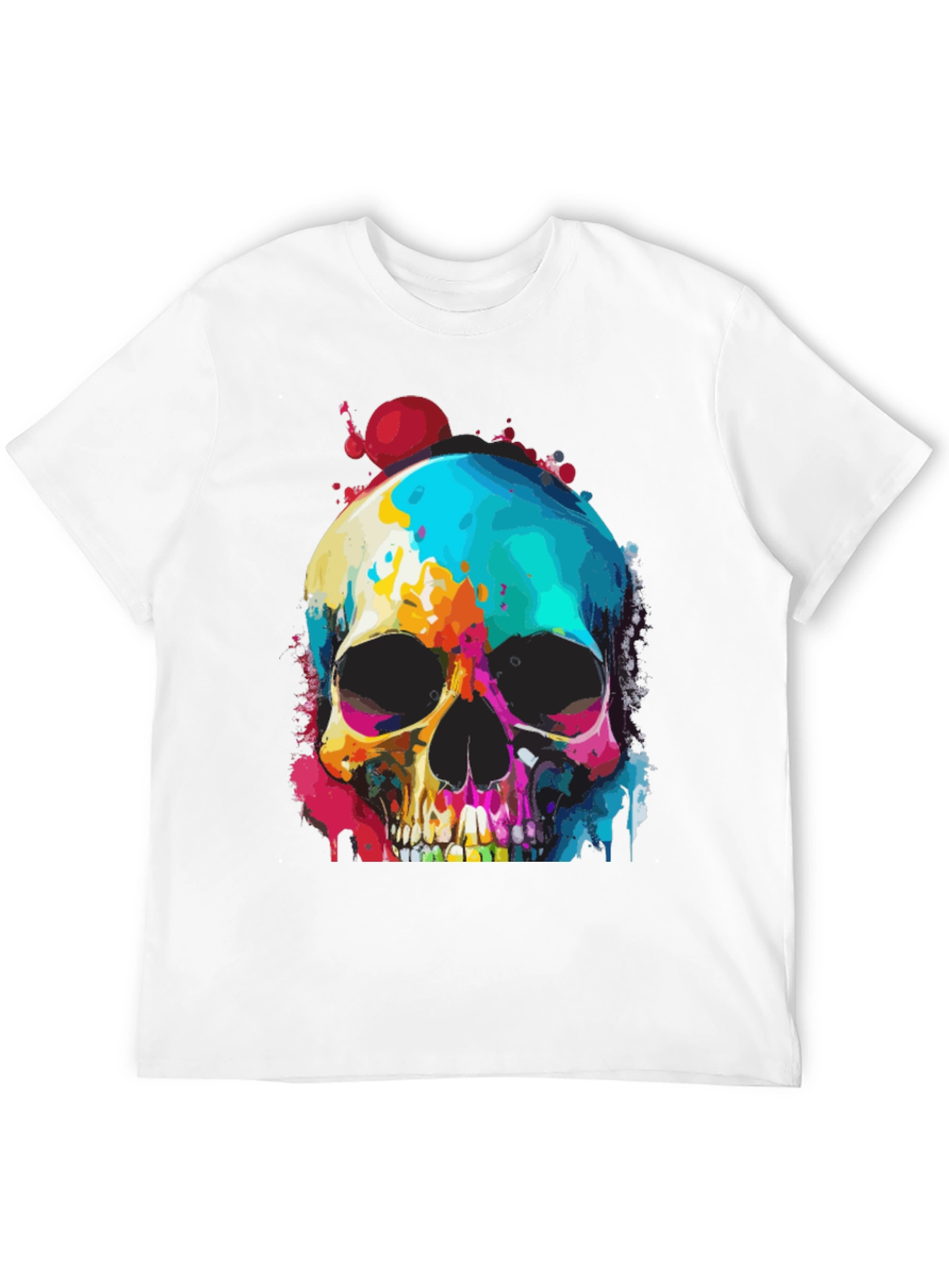 Black Vibrant Skull Graphic Tee - Men's Black T-Shirt view 12