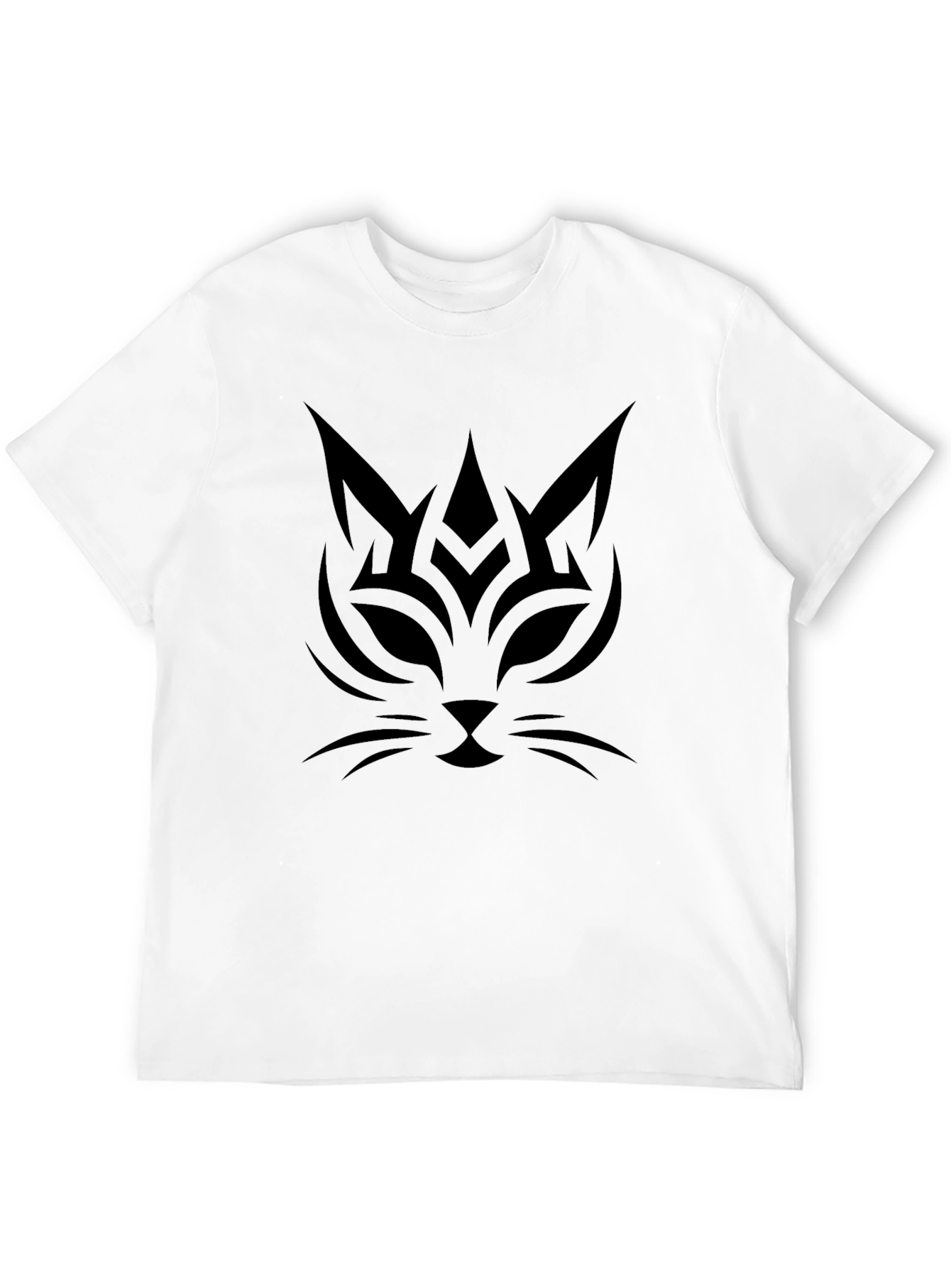 Black Tribal Cat Graphic Tee - Black Cotton Comfort view 12