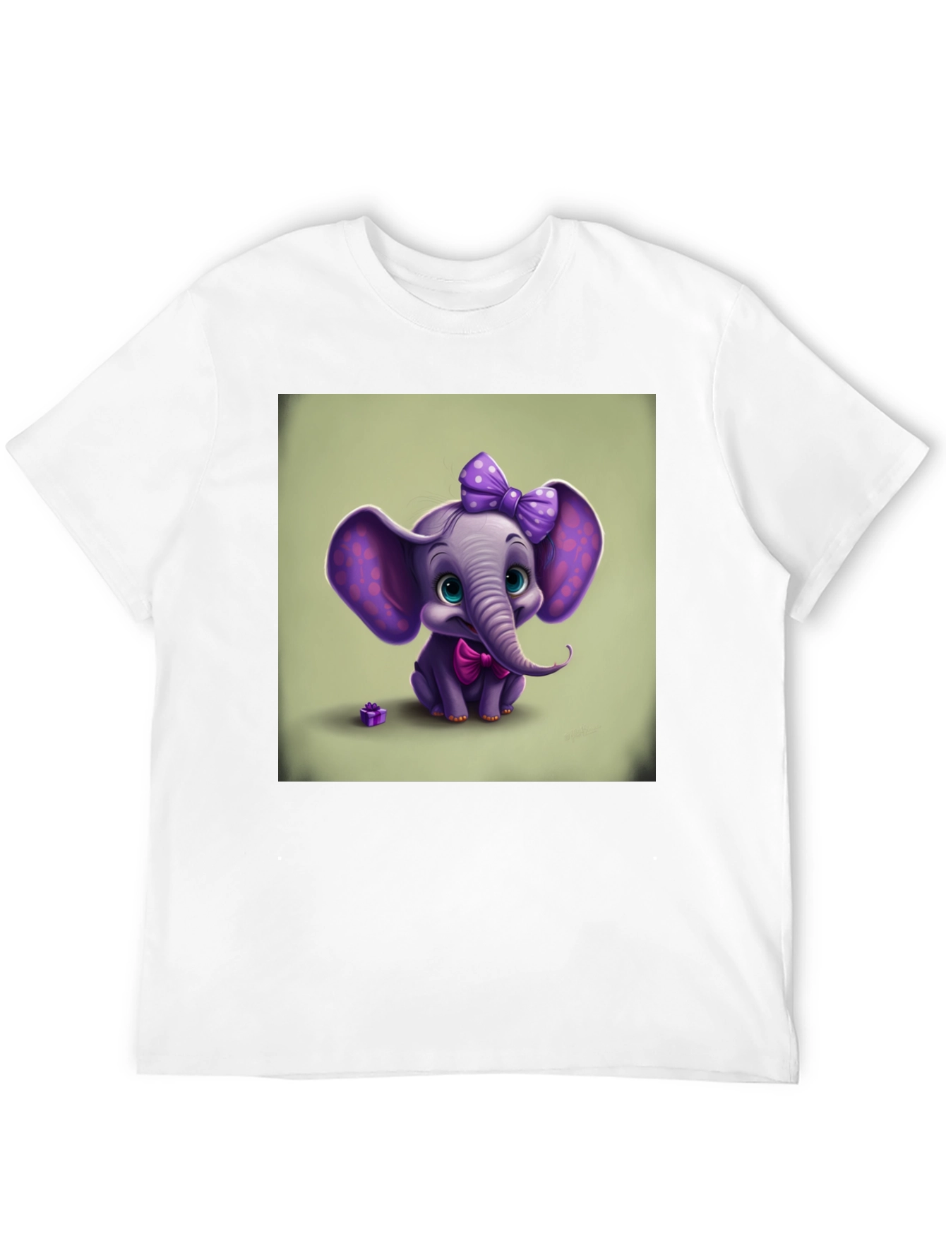 Black Cute Elephant Graphic Tee - Black Cotton Shirt view 12