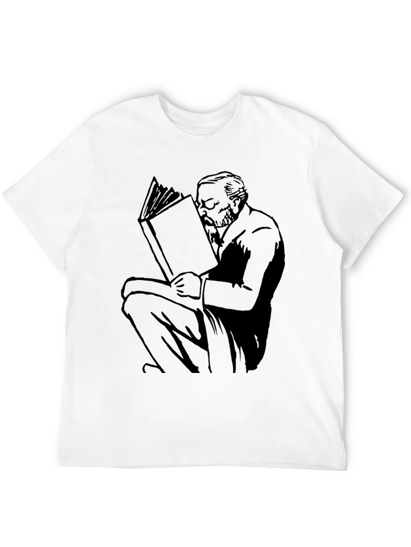 Black Reading Man Graphic Tee - Unisex Black T-Shirt view 12