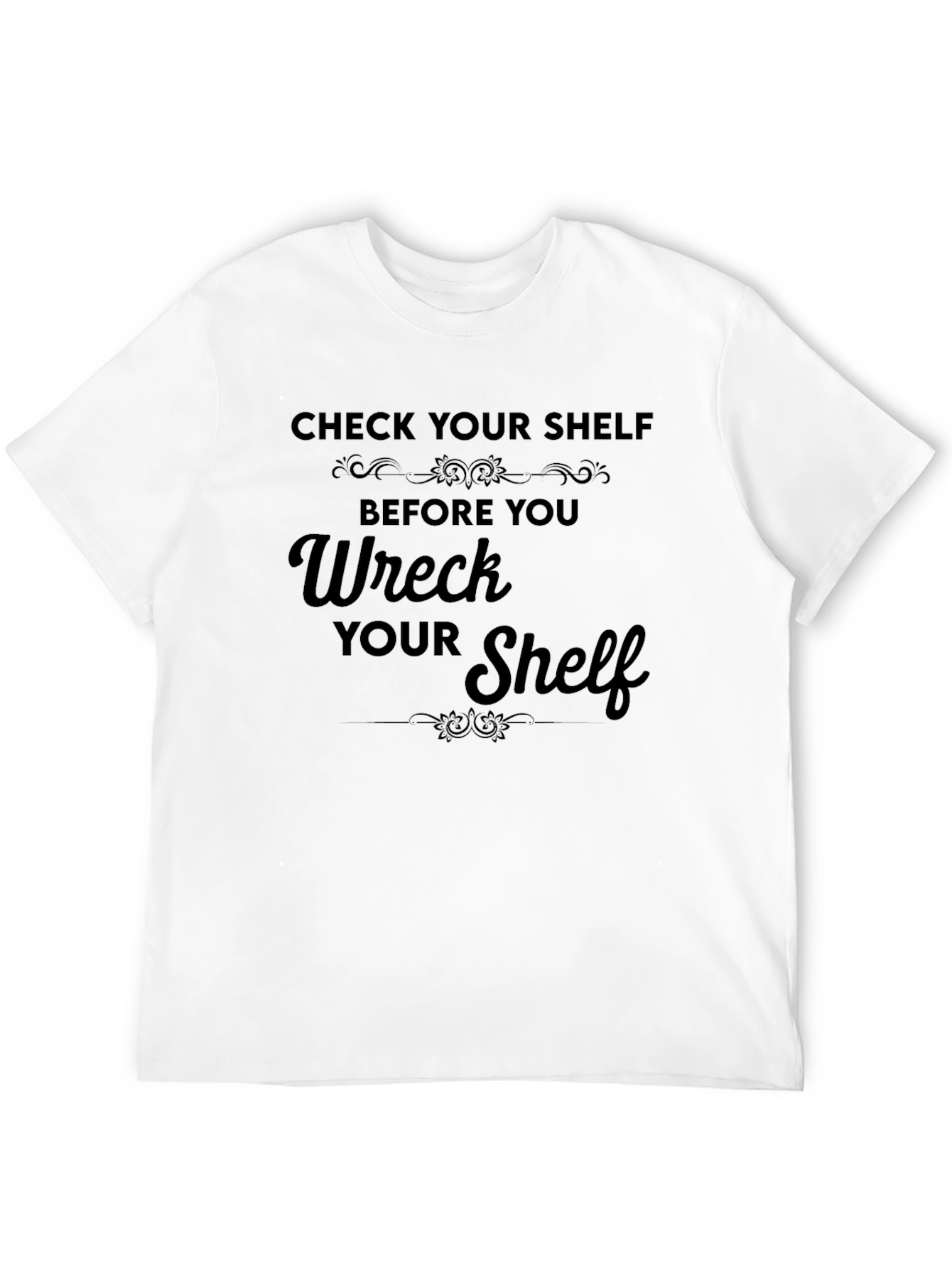 Black Check Your Shelf T-Shirt - Funny Pun Tee view 12