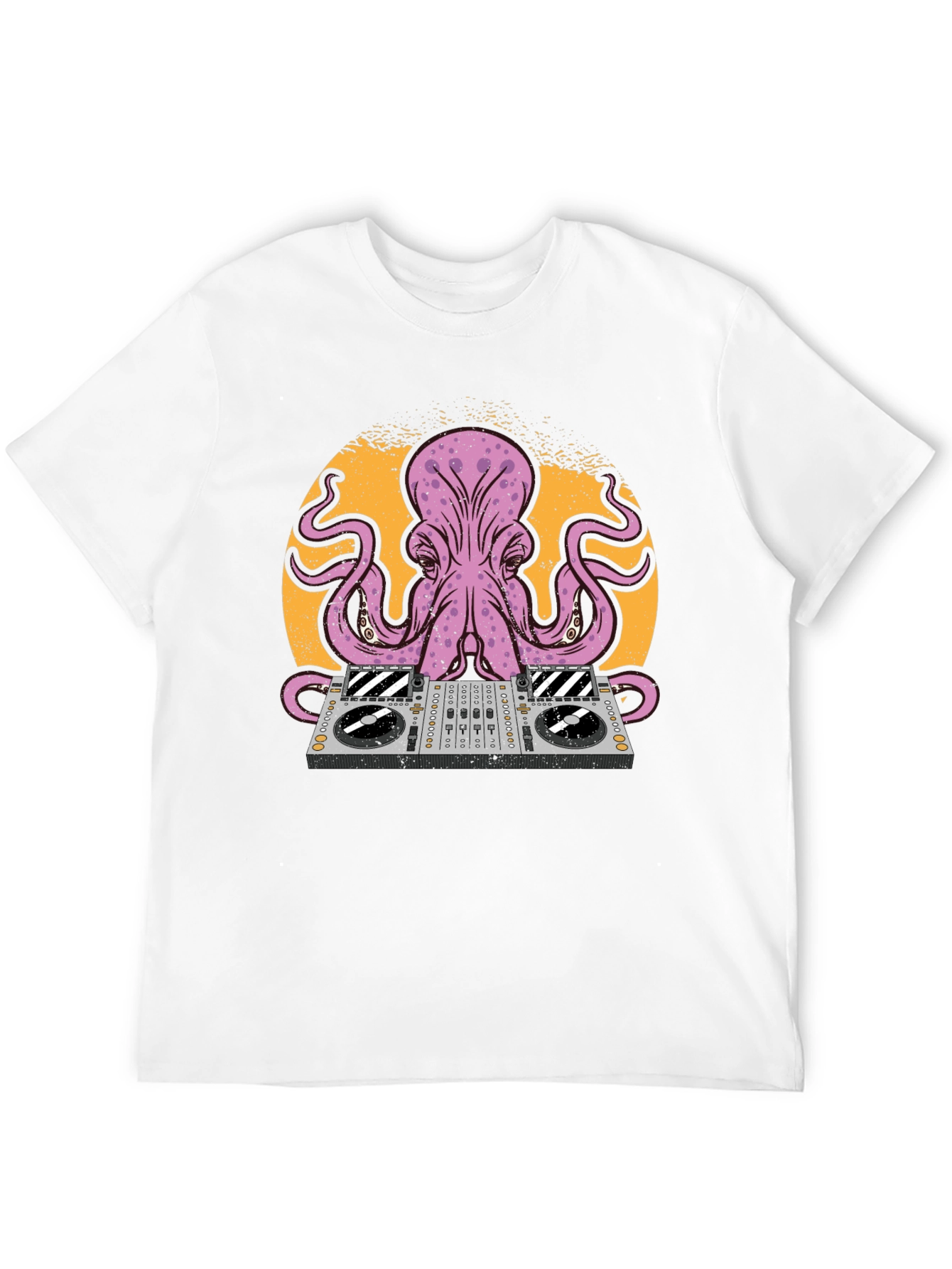 Black DJ Octopus Graphic Tee - Black Cotton T-Shirt view 12