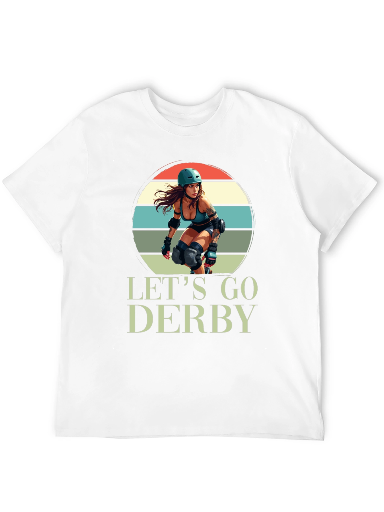 Black Let's Go Derby T-Shirt Roller Girl Retro Style view 12