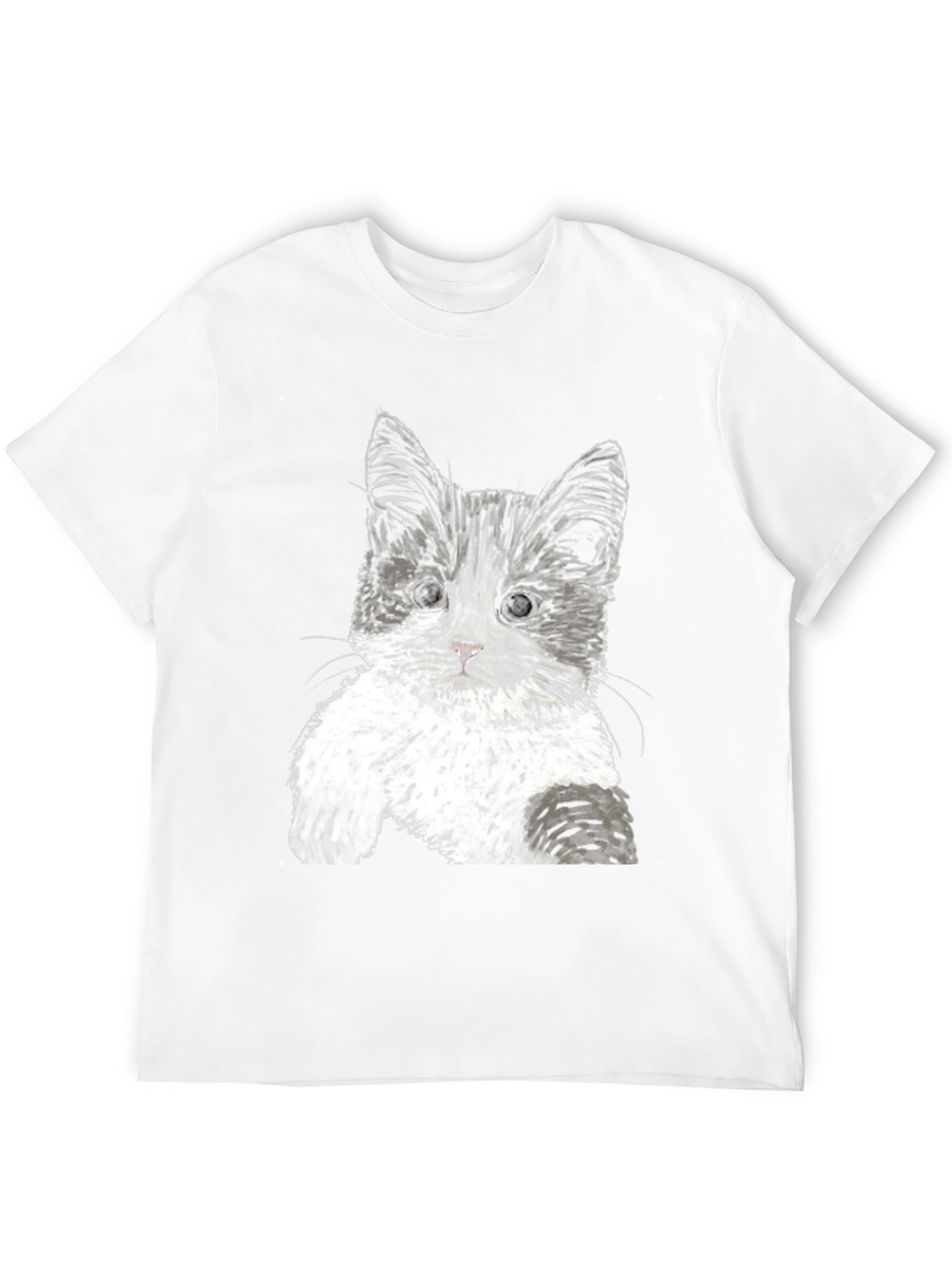 Black Cute Kitten Graphic Tee - Black Cotton T-Shirt view 12