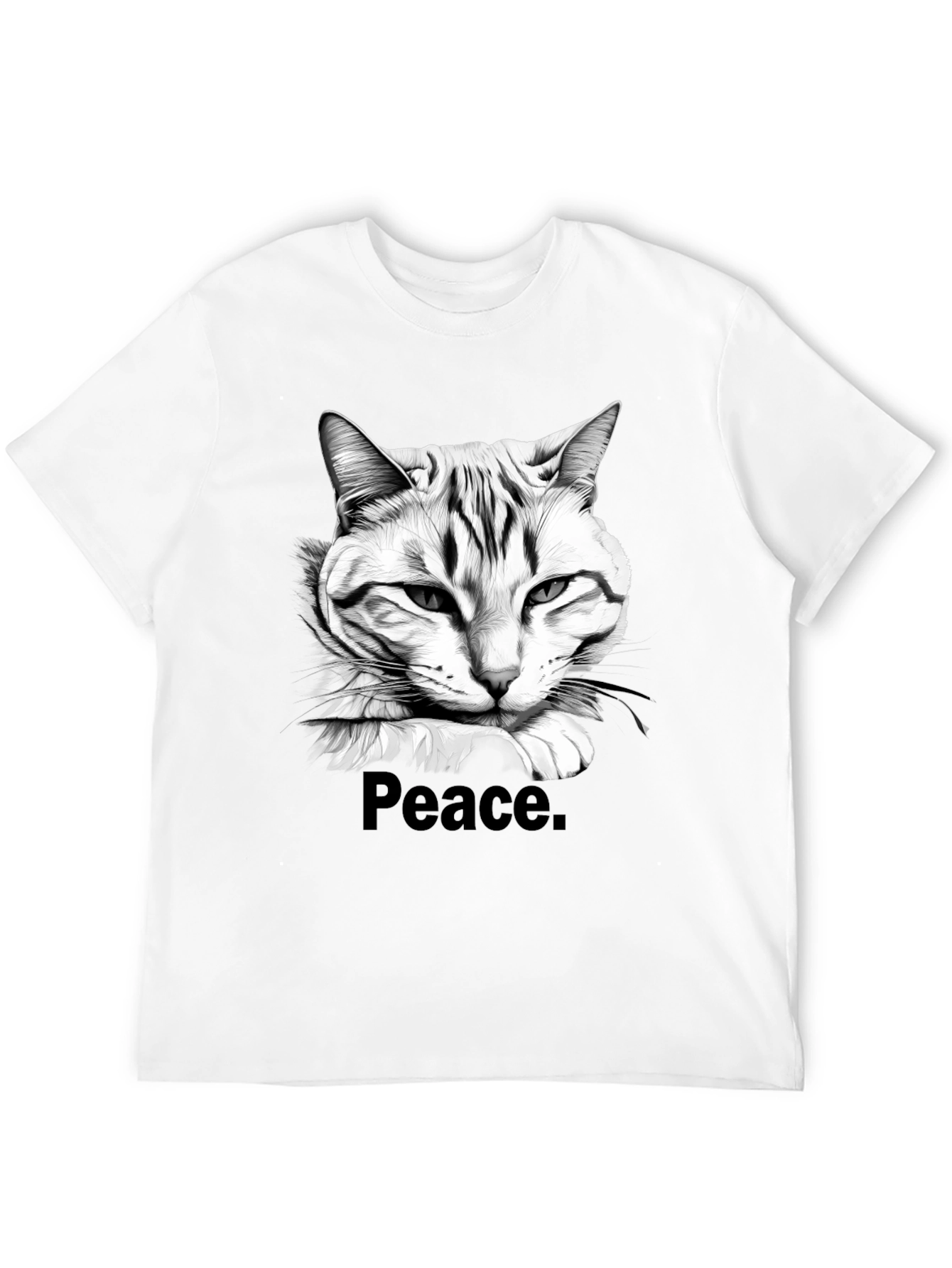 Black Peace Cat Graphic Tee - Men's Black T-Shirt view 12