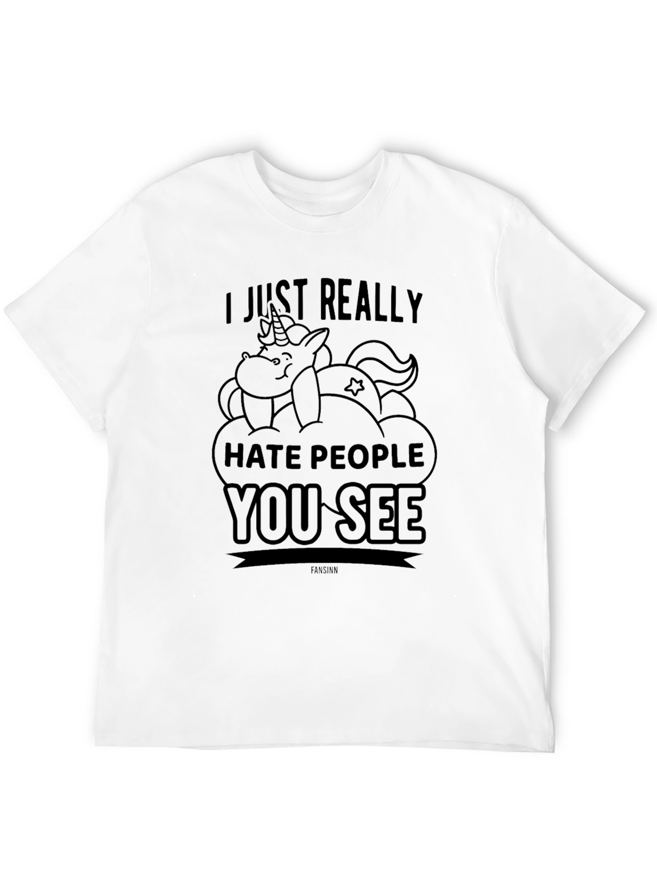 Black Funny Unicorn Hate People Graphic T-Shirt view 12