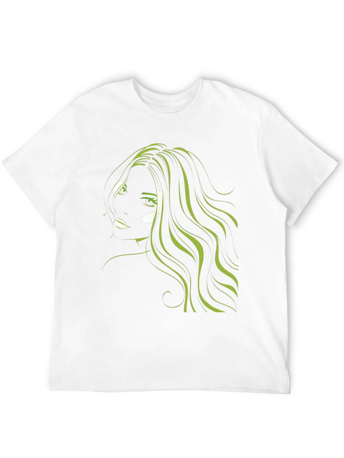 Black Graphic T-Shirt: Green Hair Anime Style view 12