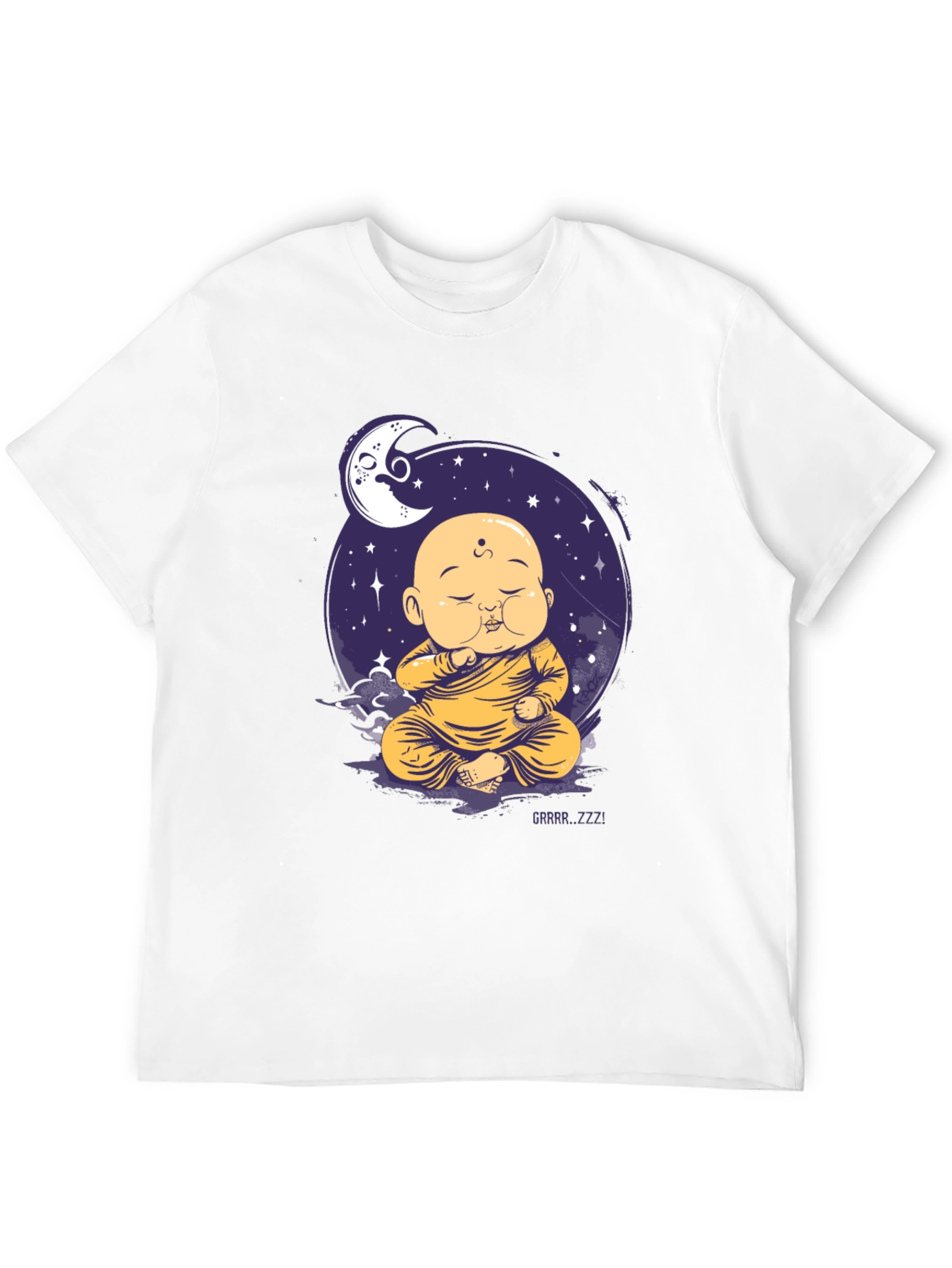 Black Zen Monk Moon T-Shirt - Sleepy Buddha Design view 12