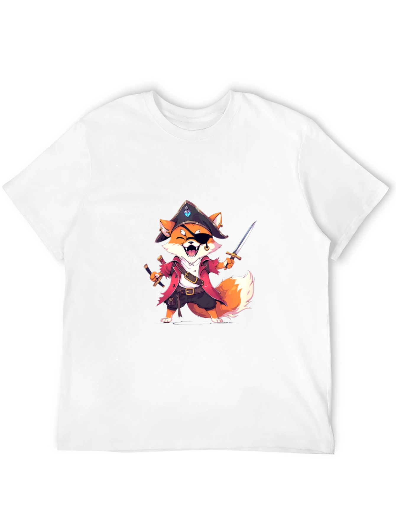 Black Pirate Fox Graphic Tee - Soft Cotton Blend view 12