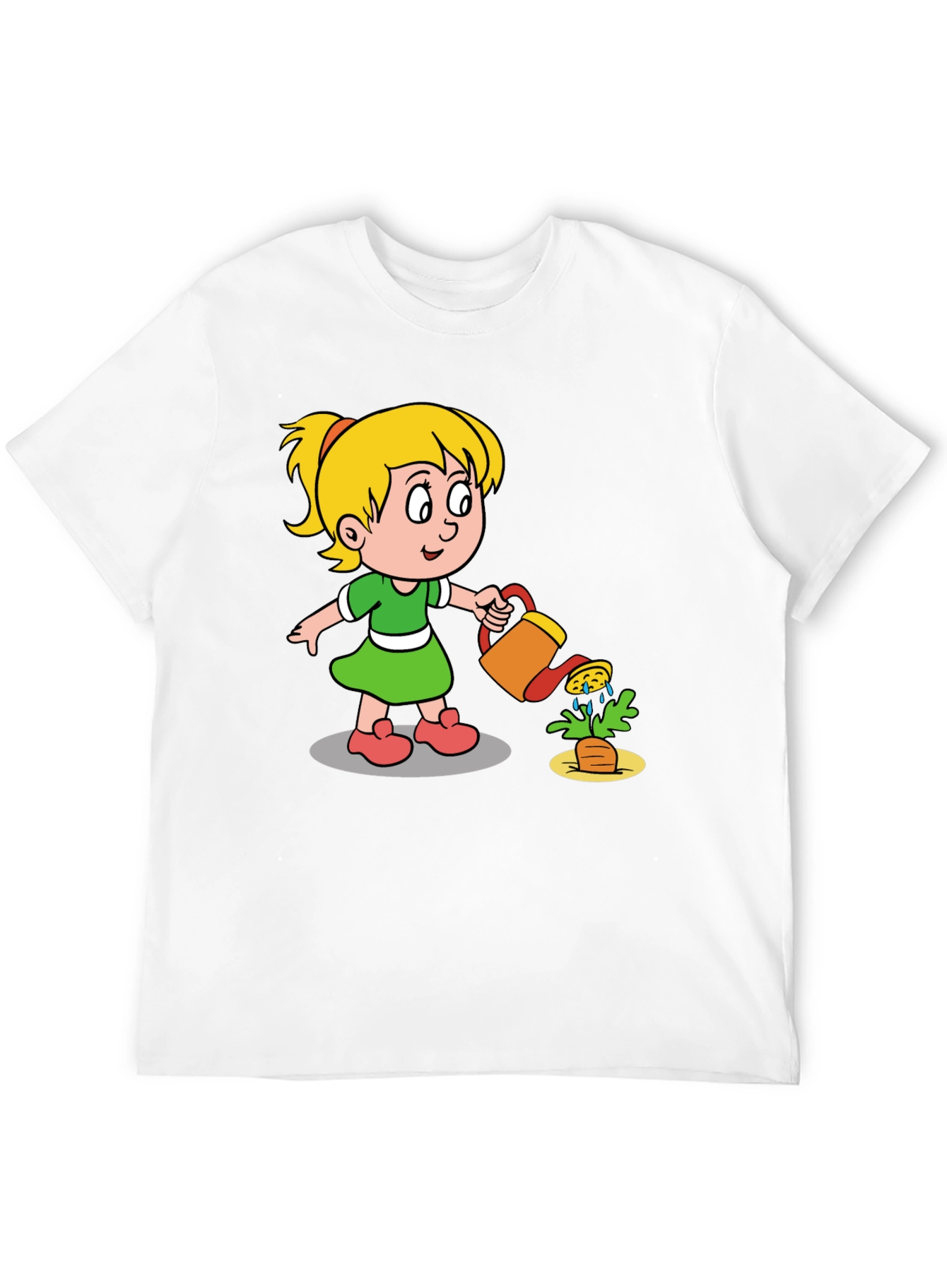 Black Cartoon Girl Gardening T-Shirt view 12