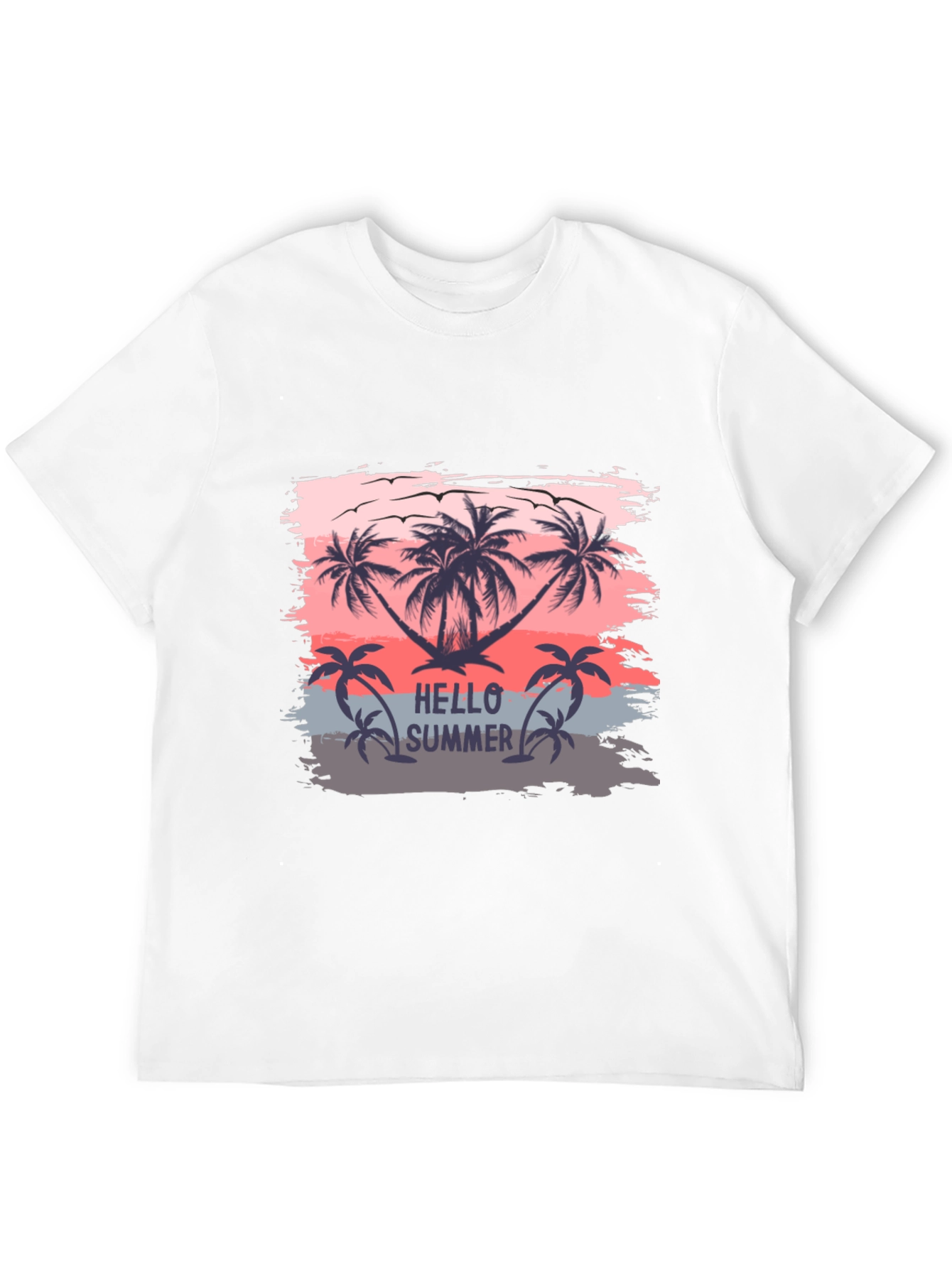 Black Hello Summer Palm Tree T-Shirt view 12