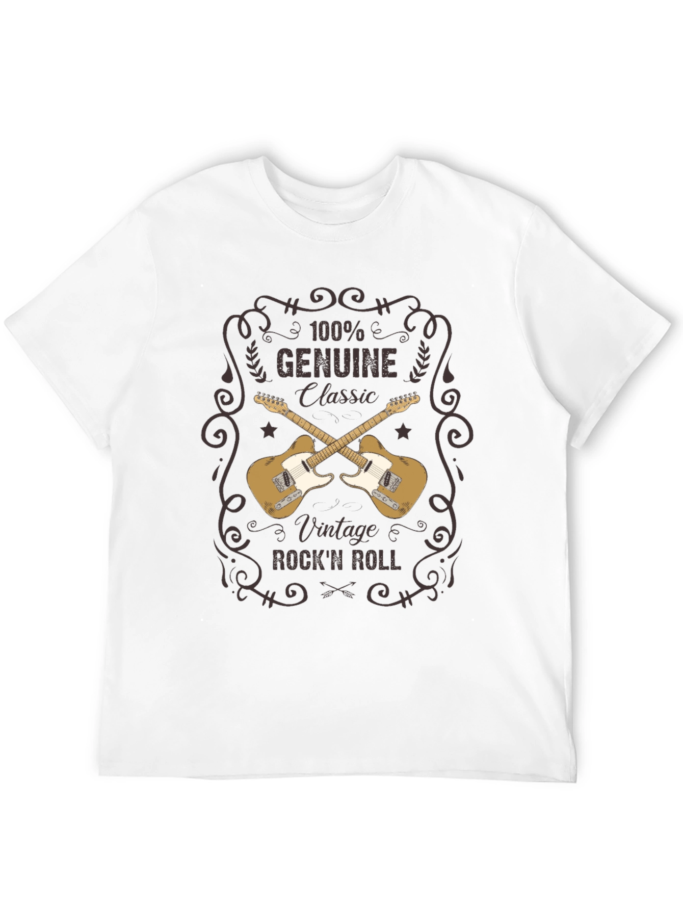 Black Vintage Rock'n'Roll Guitar T-Shirt view 12