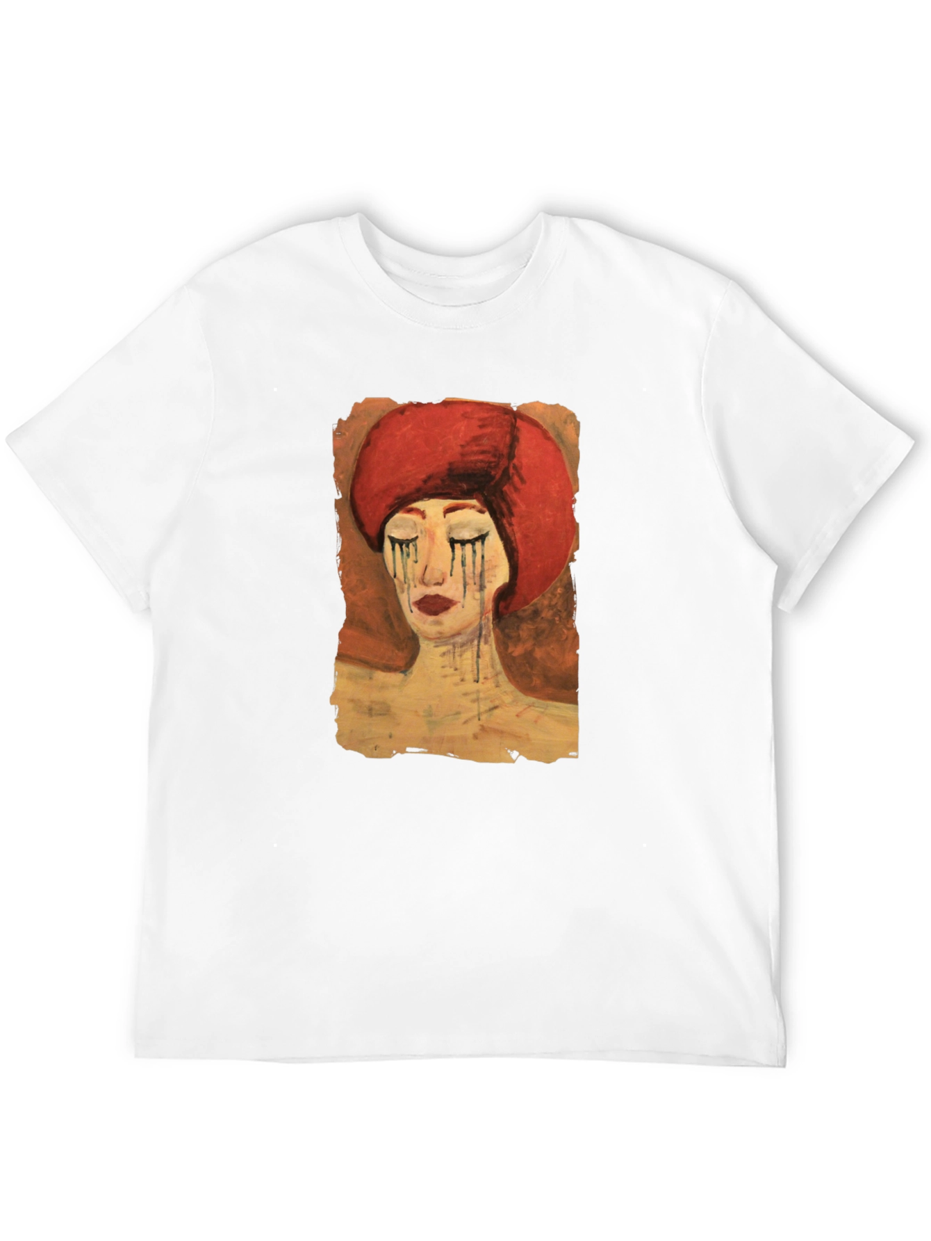 Black Artistic Woman Graphic Tee - Black Casual T-Shirt view 12