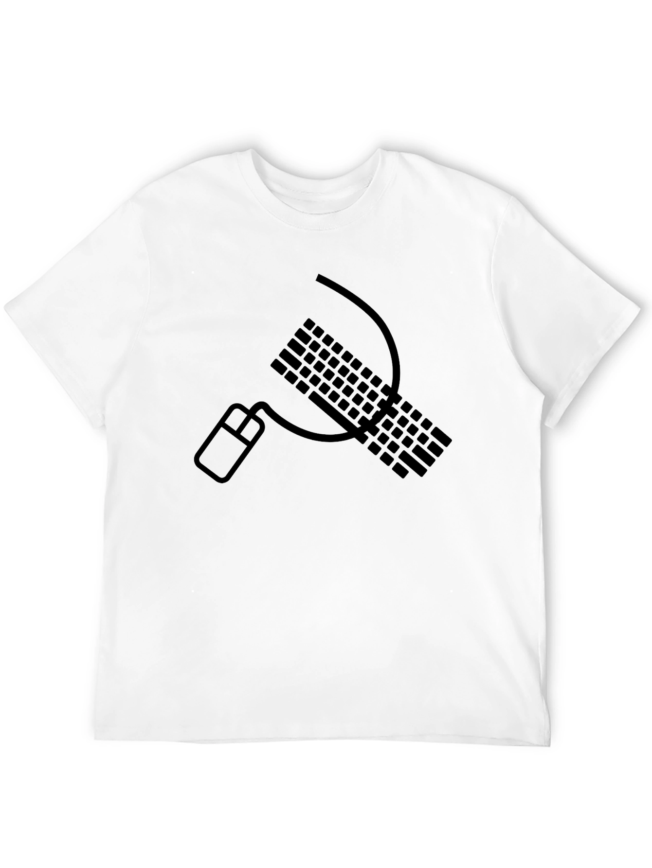 Black Funny Keyboard Hammer and Mouse Sickle T-Shirt view 12