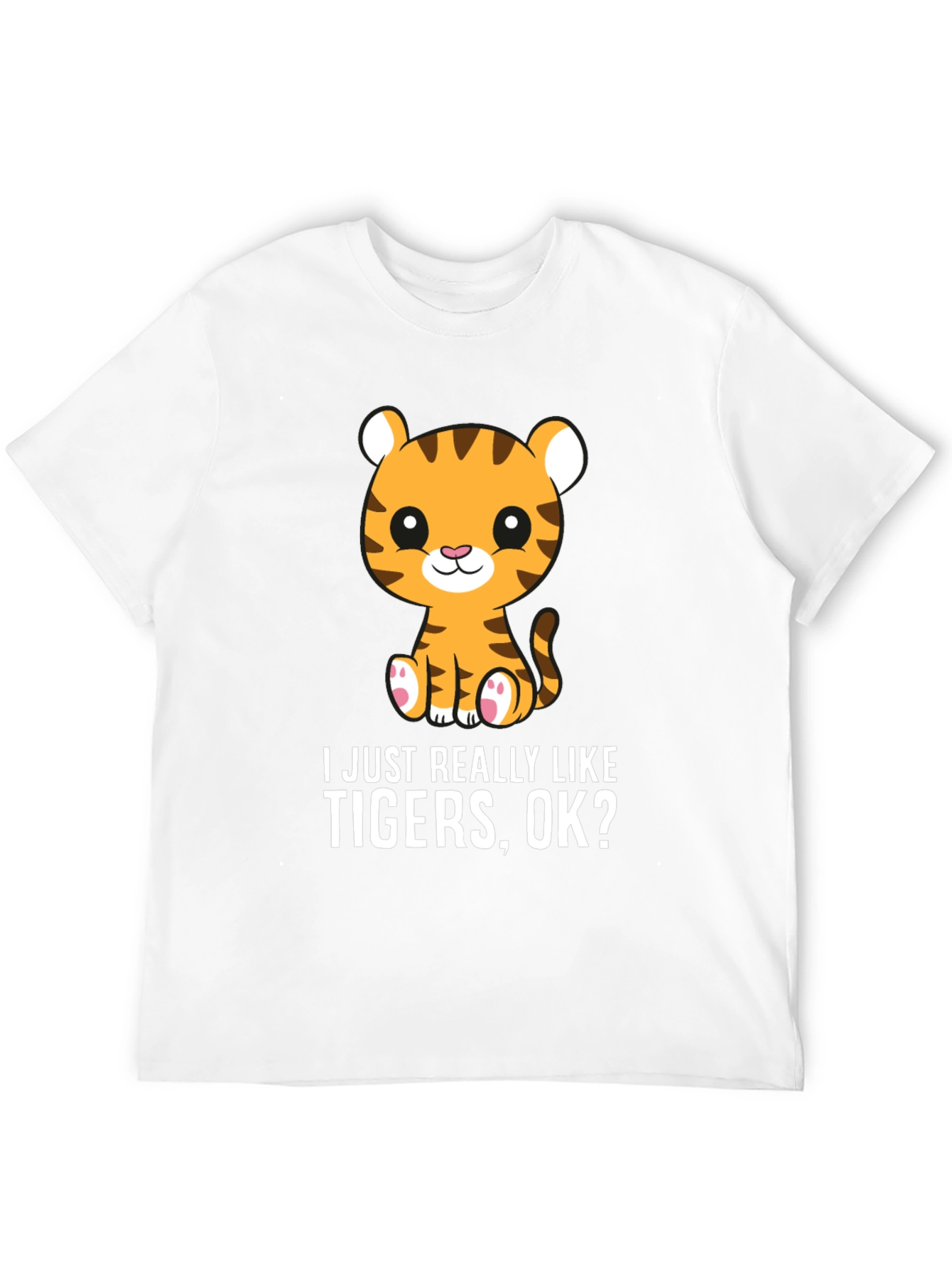 Black Cute Tiger Lover T-Shirt - I Just Really Like Tigers, OK? view 12