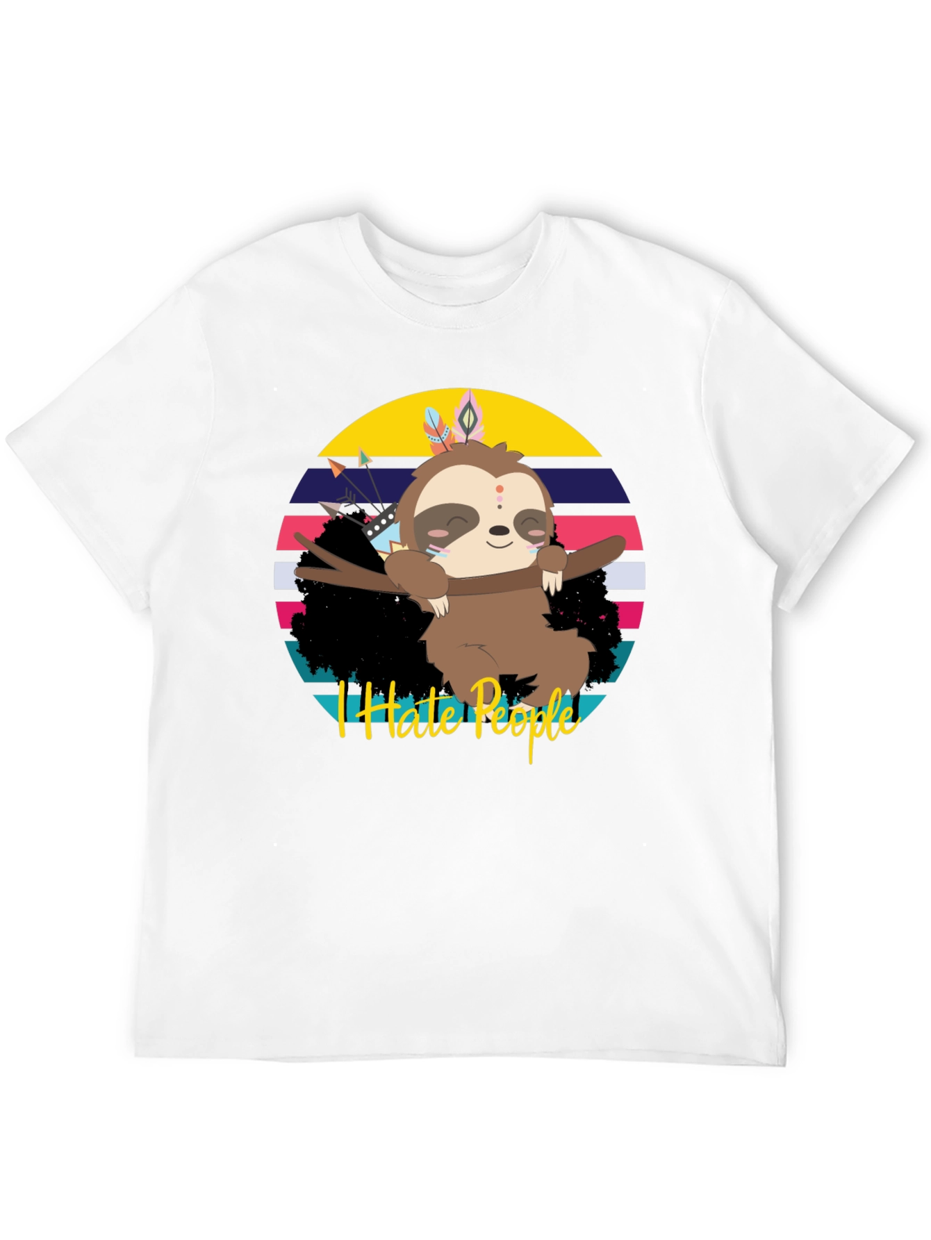 Black I Hate People Sloth Graphic Tee view 12