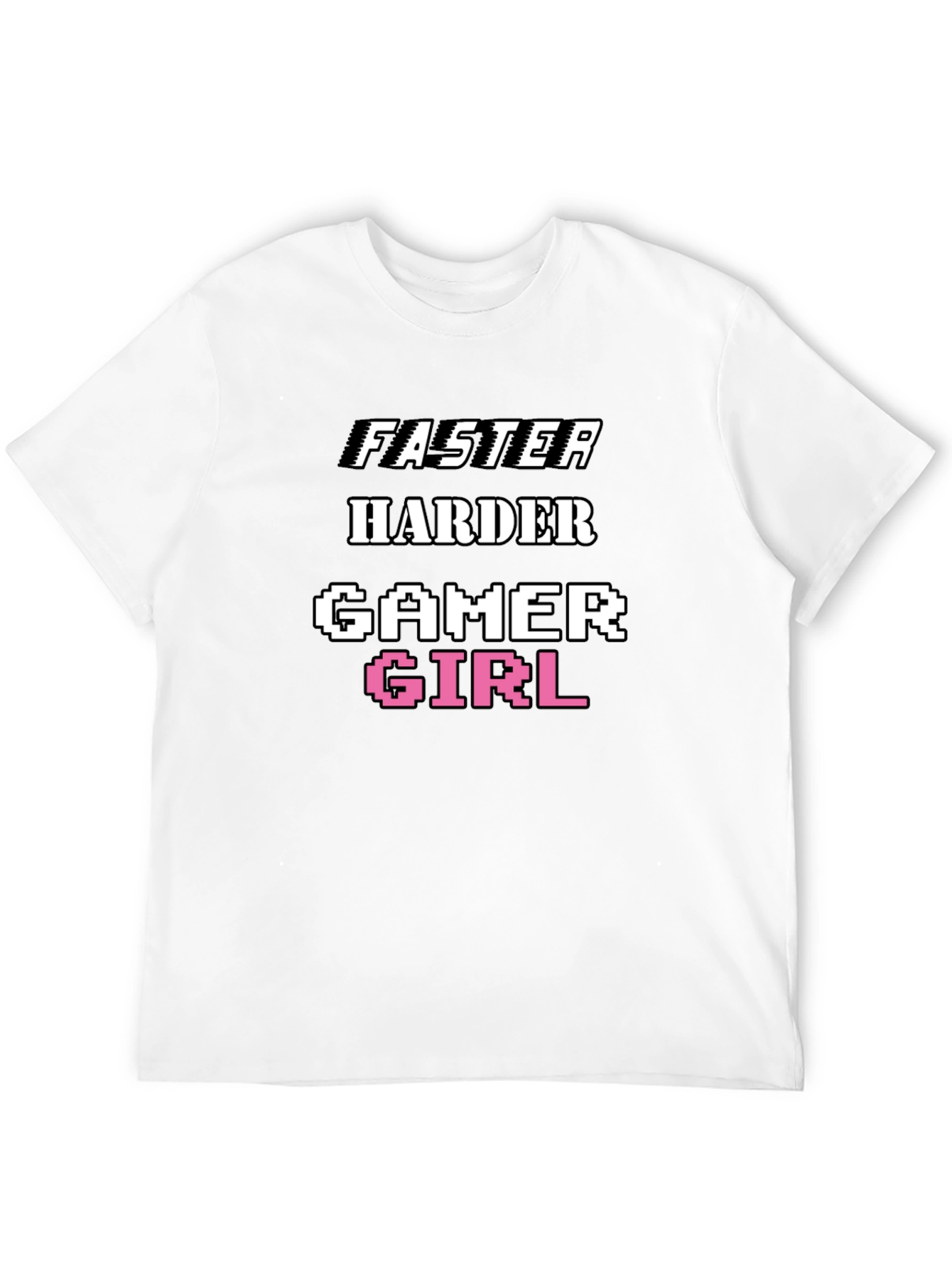 Black Faster Harder Gamer Girl Tee - Black Cotton T-Shirt view 12