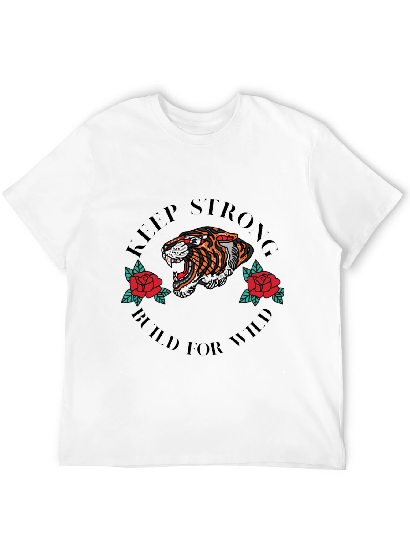 Black Keep Strong Tiger Graphic Black T-Shirt view 12
