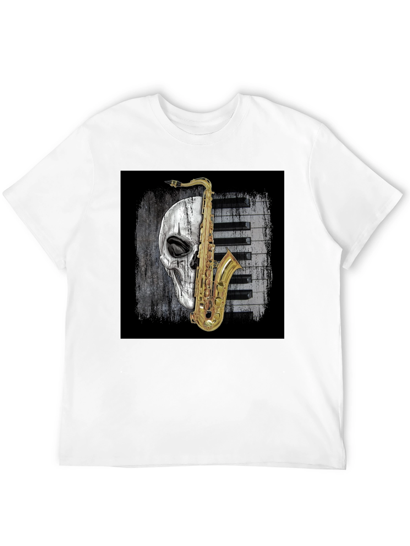 Black Skull Saxophone Graphic Tee view 12