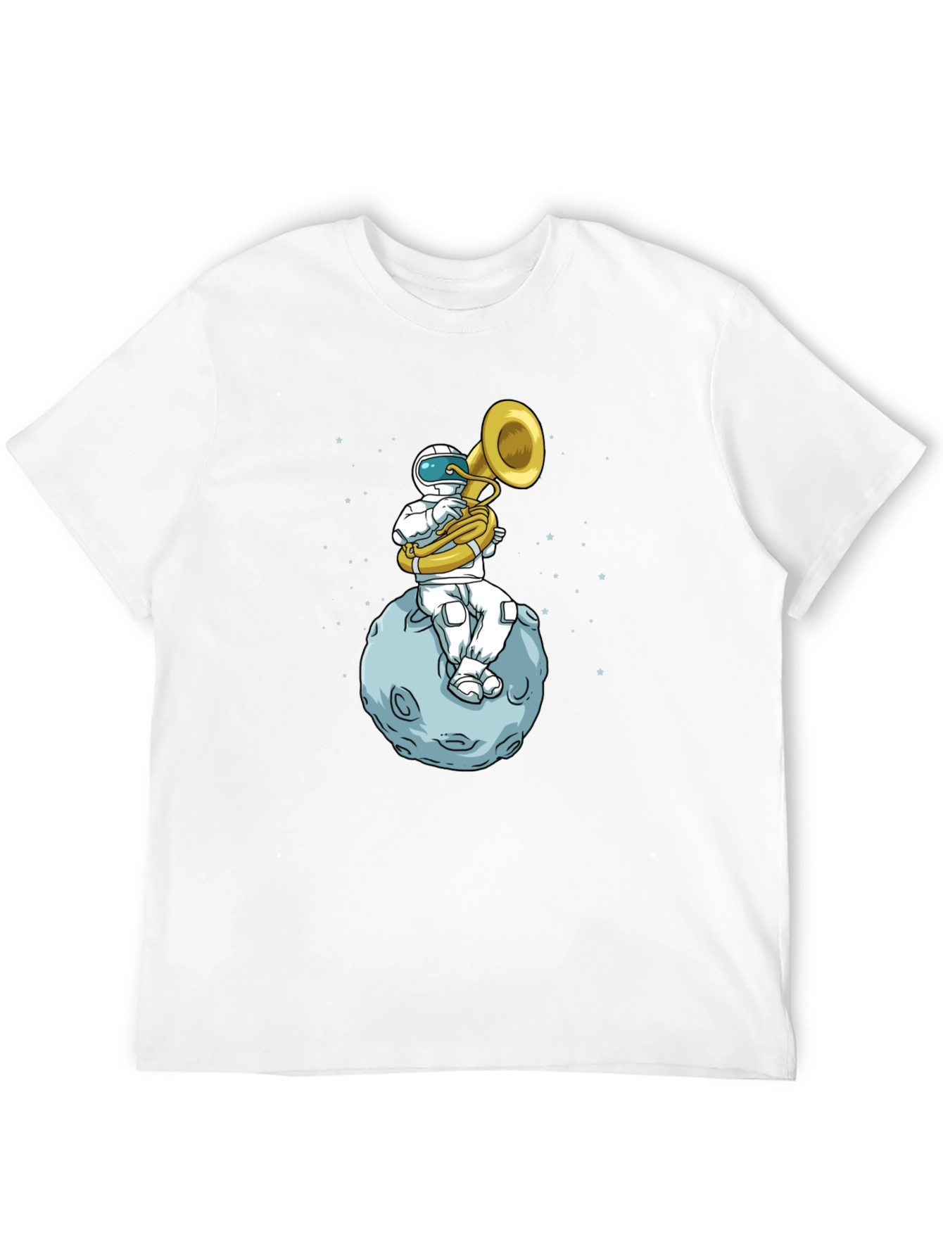 Black Astronaut Tuba Player on Moon T-Shirt view 12