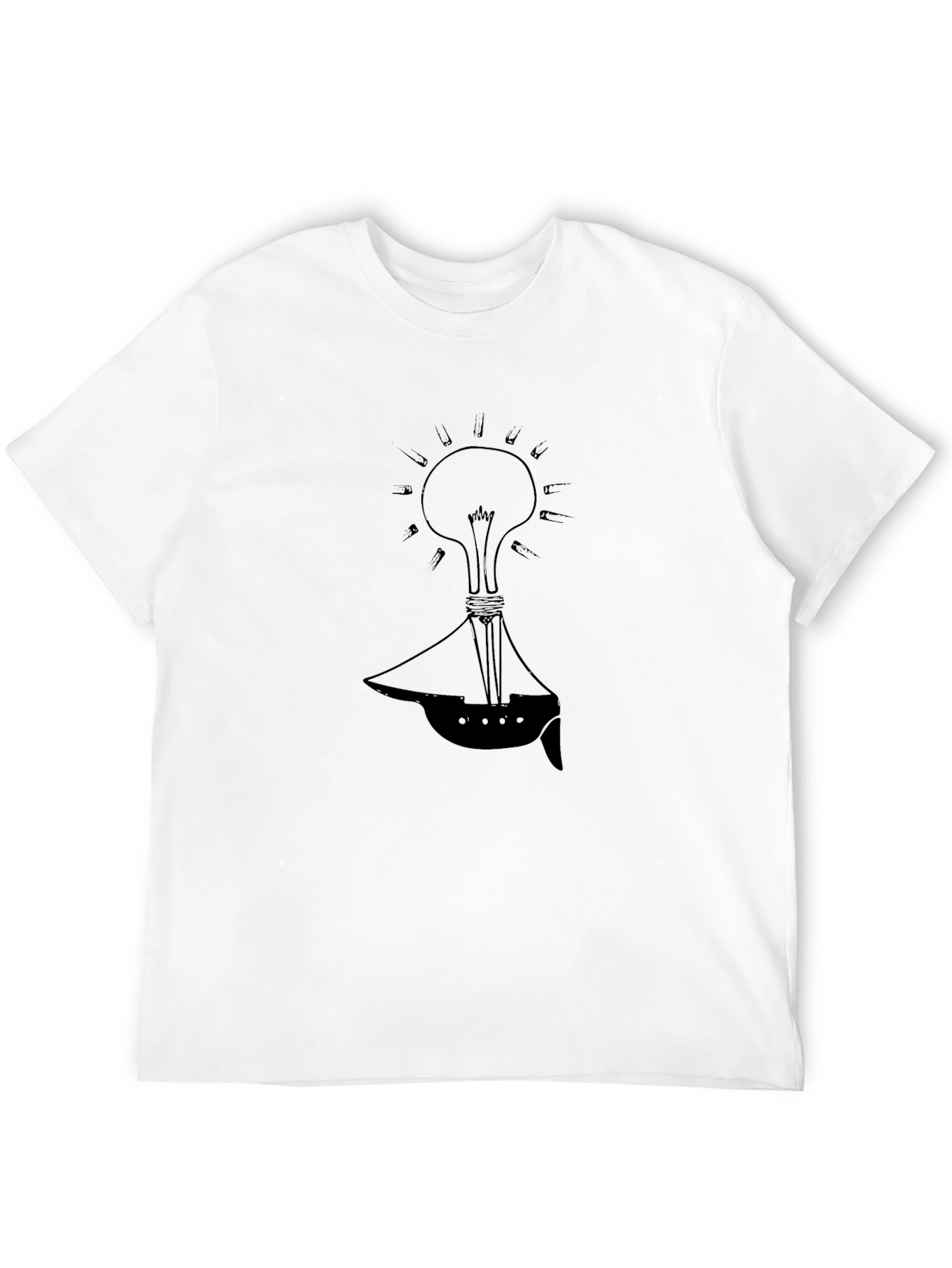 Black Nautical Idea Tee: Light Bulb Boat Design view 12