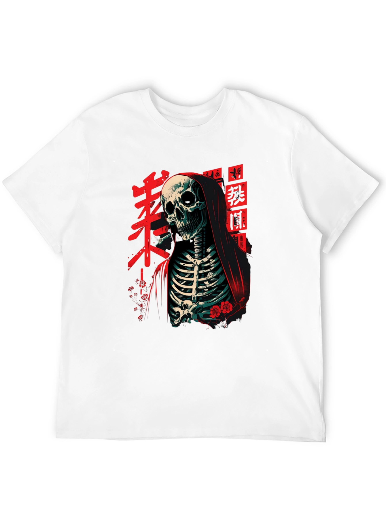 Black Grim Reaper Tee - Japanese Skeleton Graphic T-Shirt view 12