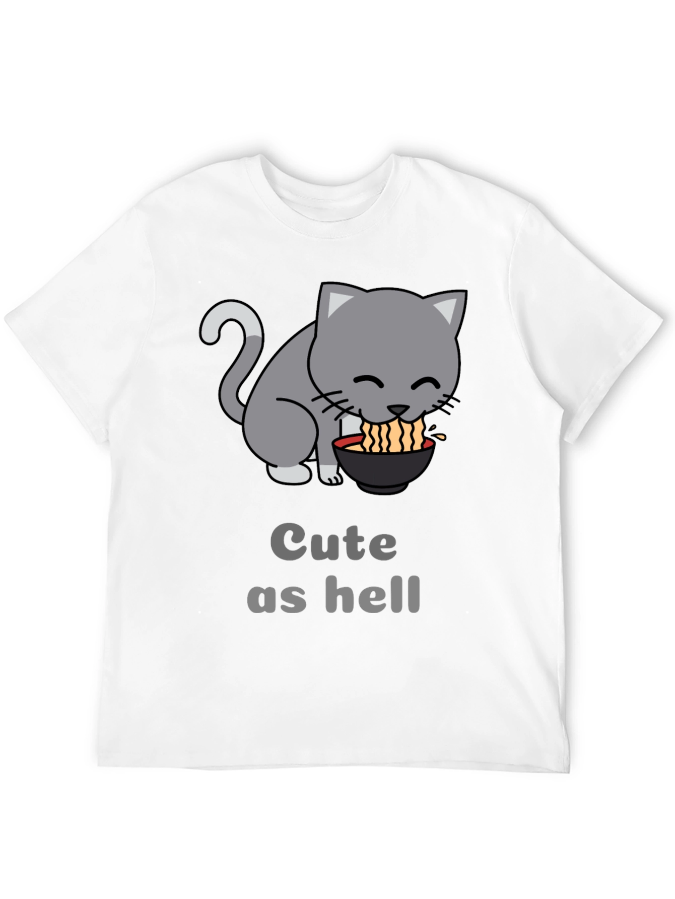 Black Cute Cat Ramen T-Shirt - Funny Anime Style Tee view 12