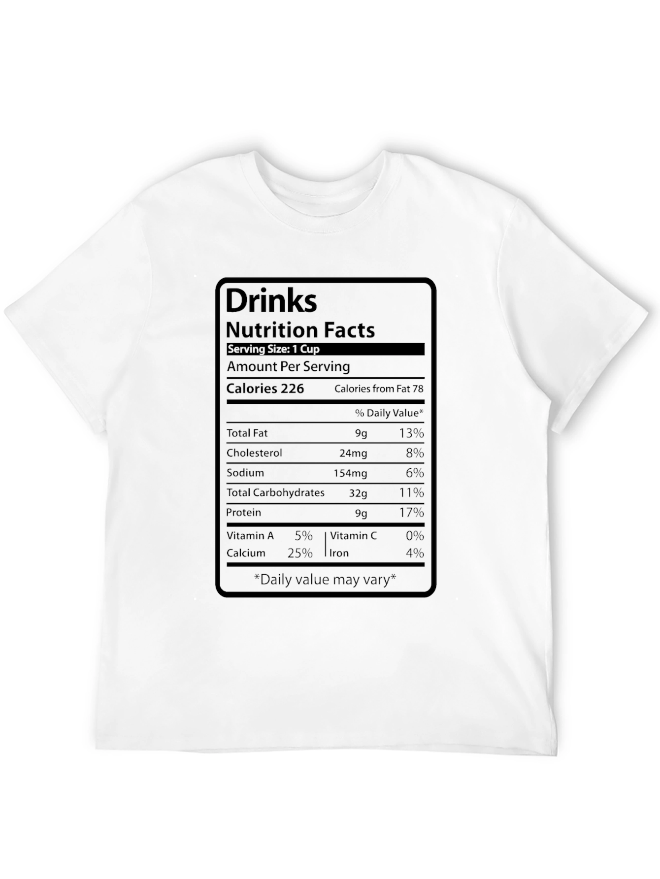 Black Nutrition Facts Drink T-Shirt view 12