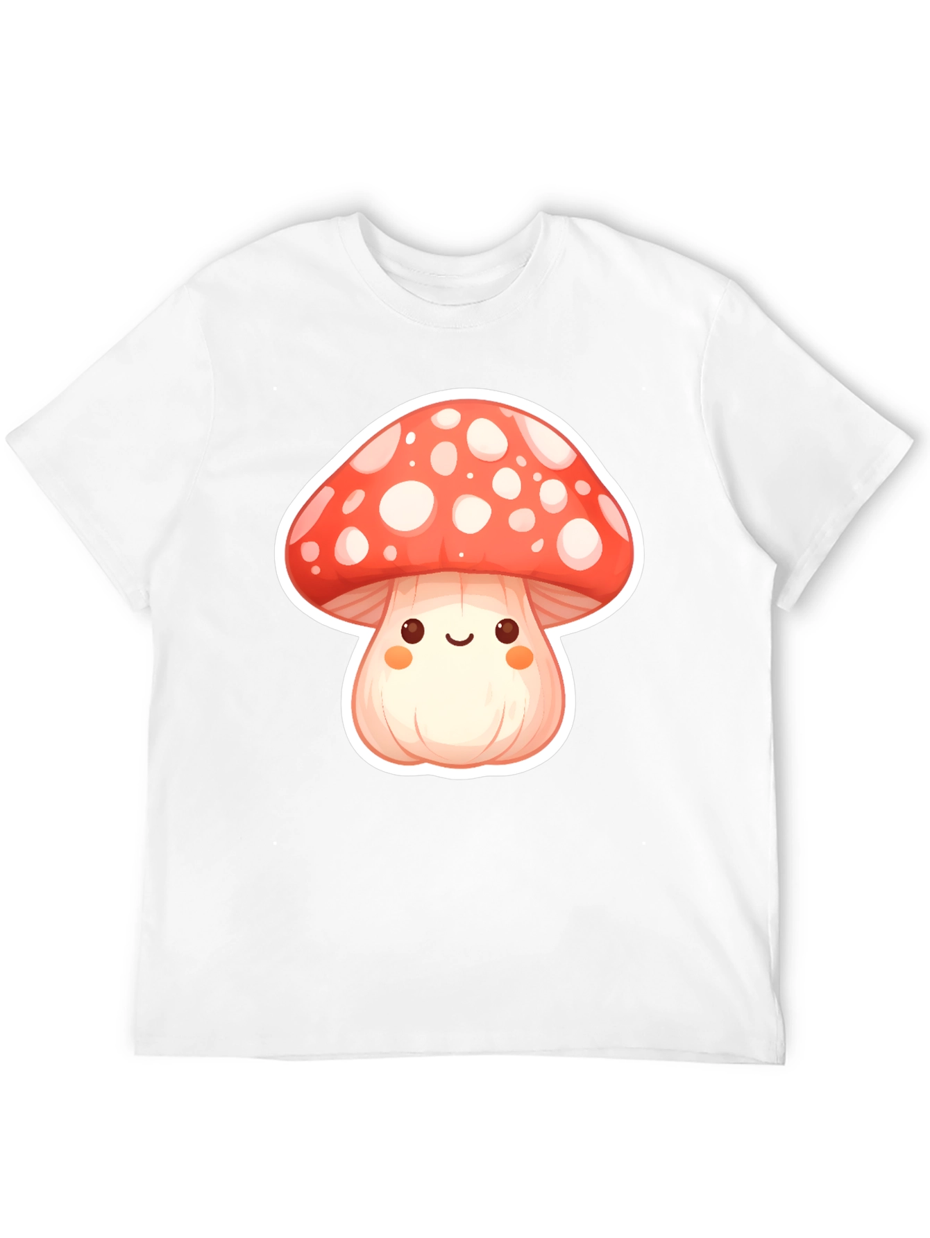 Black Cute Mushroom Graphic Tee - Soft Black Cotton T-Shirt view 12