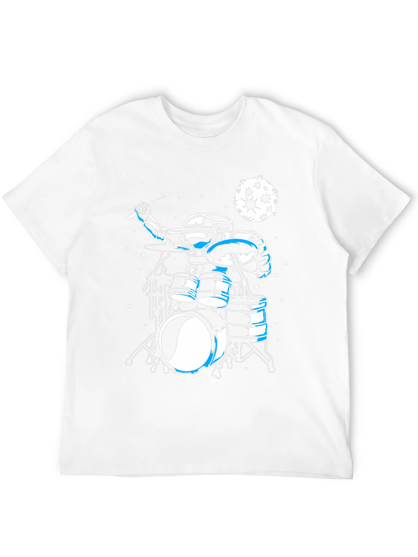 Black Astronaut Drummer Graphic Tee - Space Music Shirt view 12