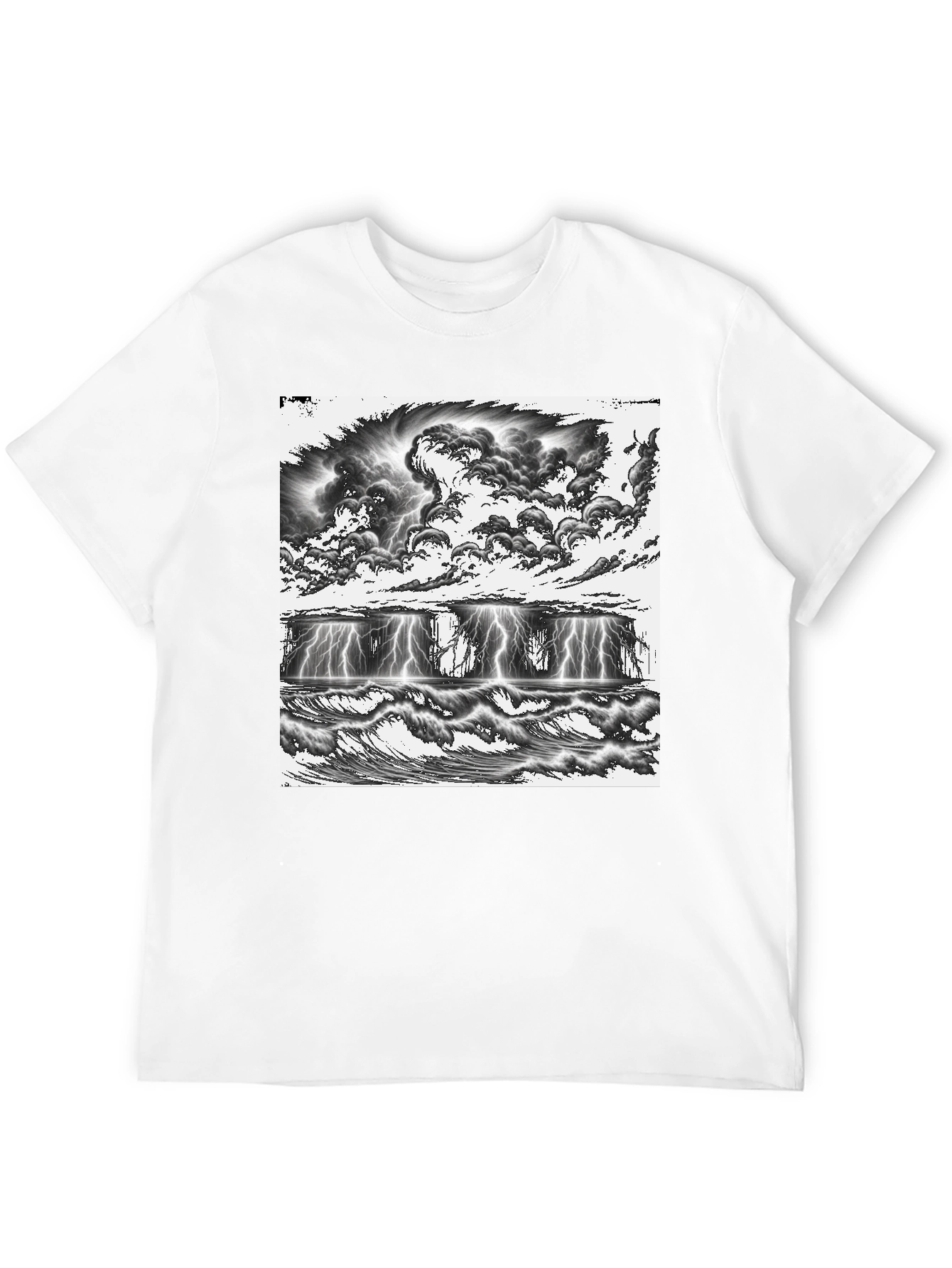 Black Stormy Seas Graphic Tee - Black Cotton T-Shirt view 12