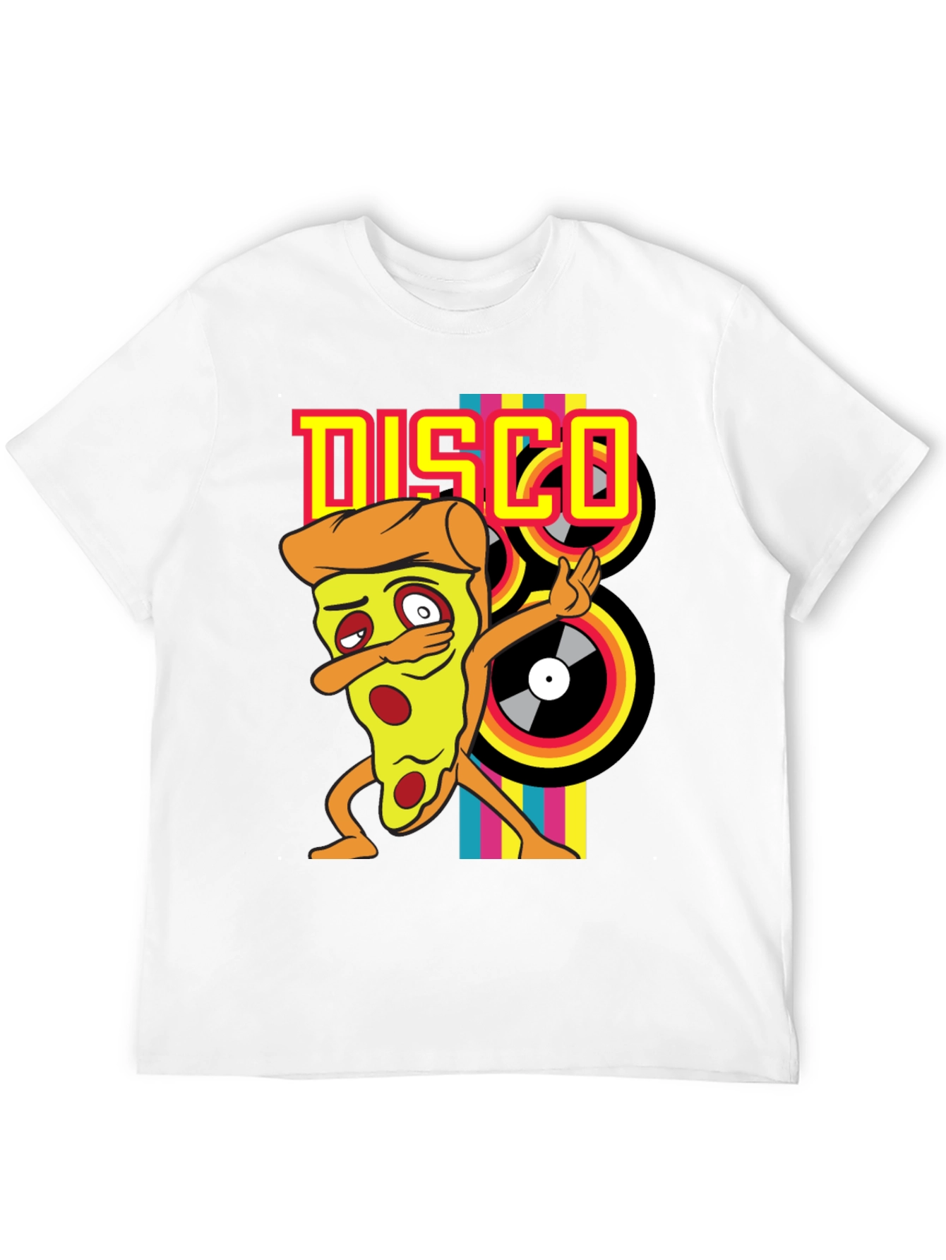 Black Disco Pizza T-Shirt - Unique Graphic Tee view 12