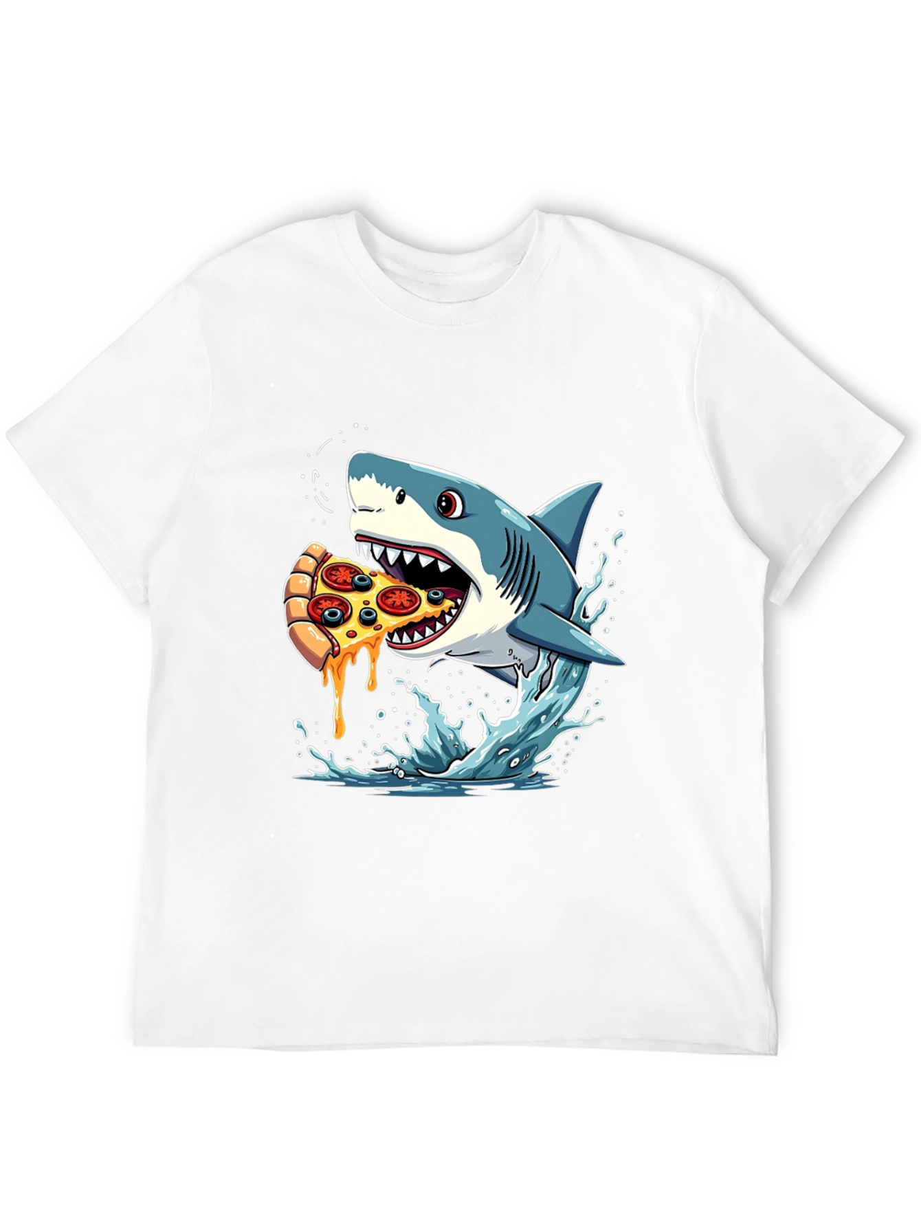 Black Shark Pizza T-Shirt Funny Graphic Tee view 12