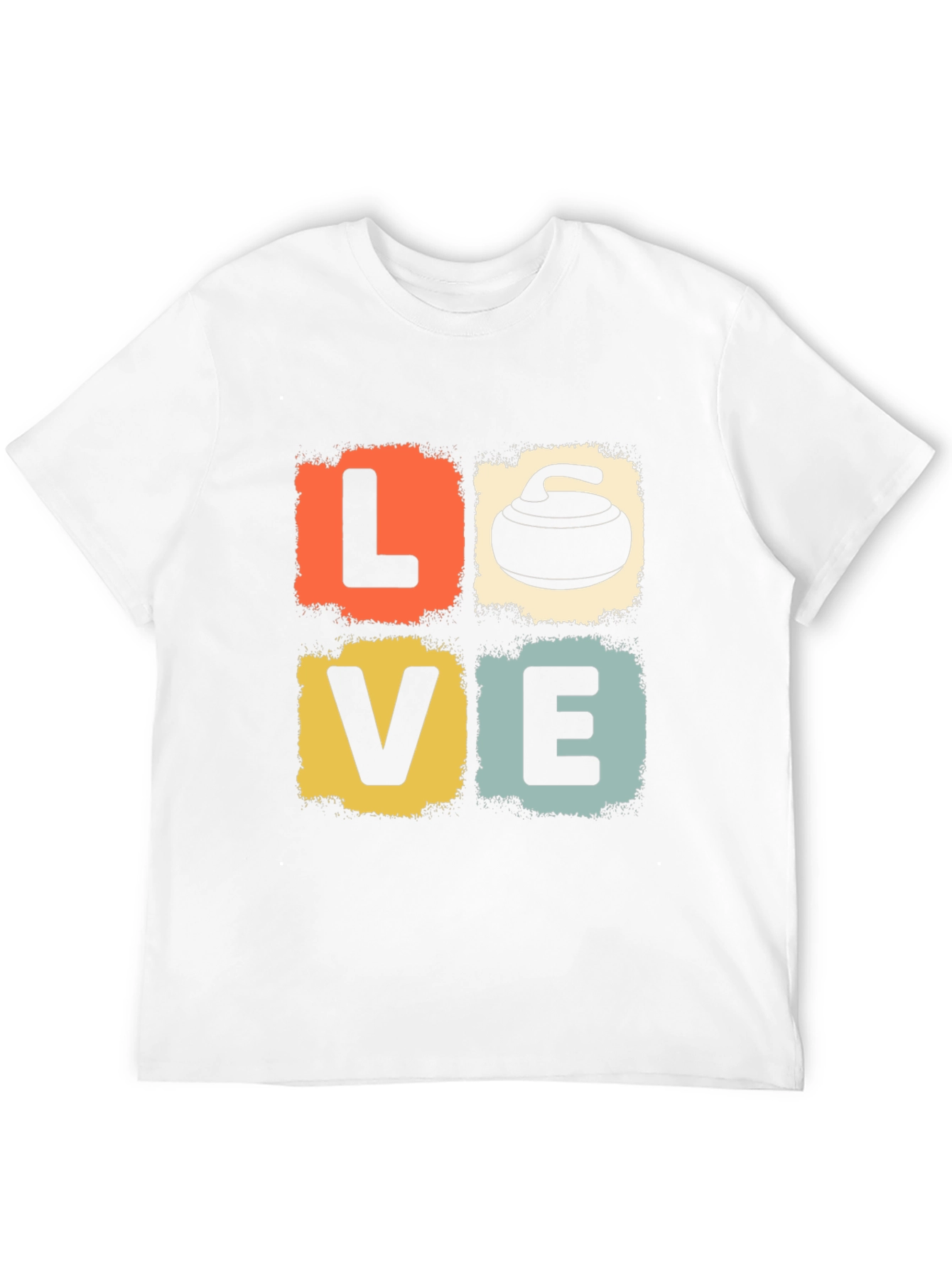 Black LOVE Curling Stone Retro Graphic T-Shirt view 12