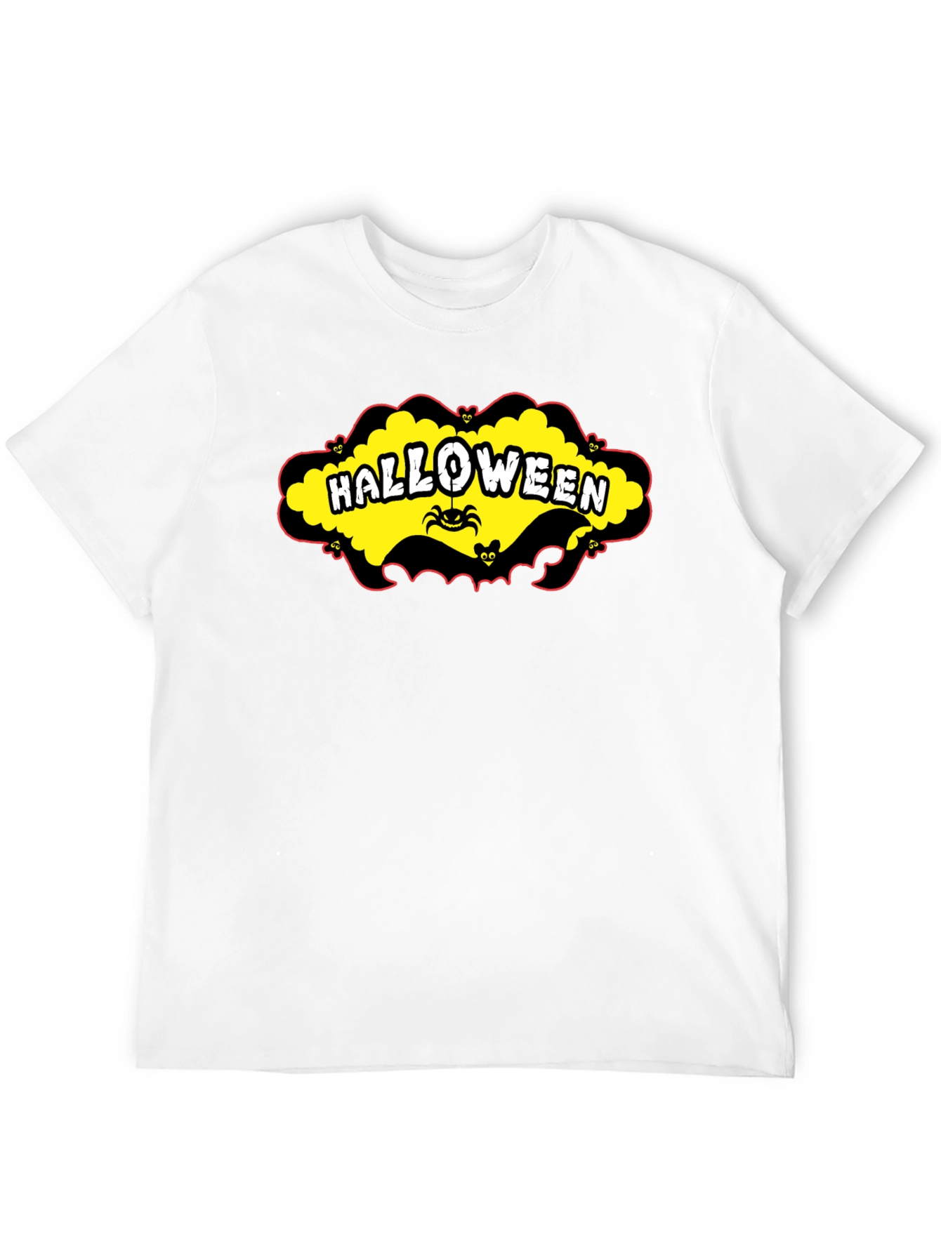 Black Halloween T-Shirt - Spooky Spider & Bats Design view 12