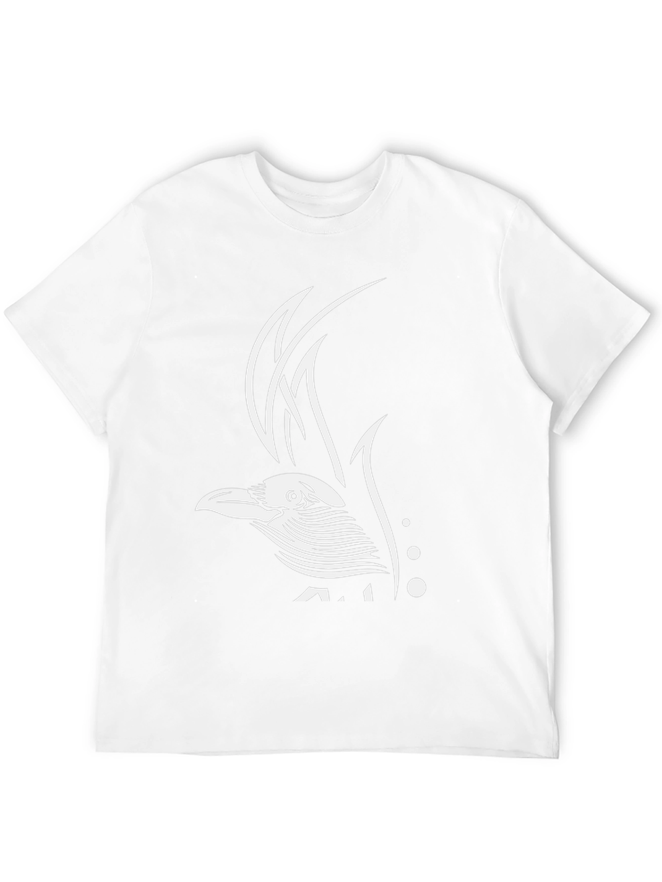 Black Raven Graphic Tee - Black Cotton Bird Design T-Shirt view 12