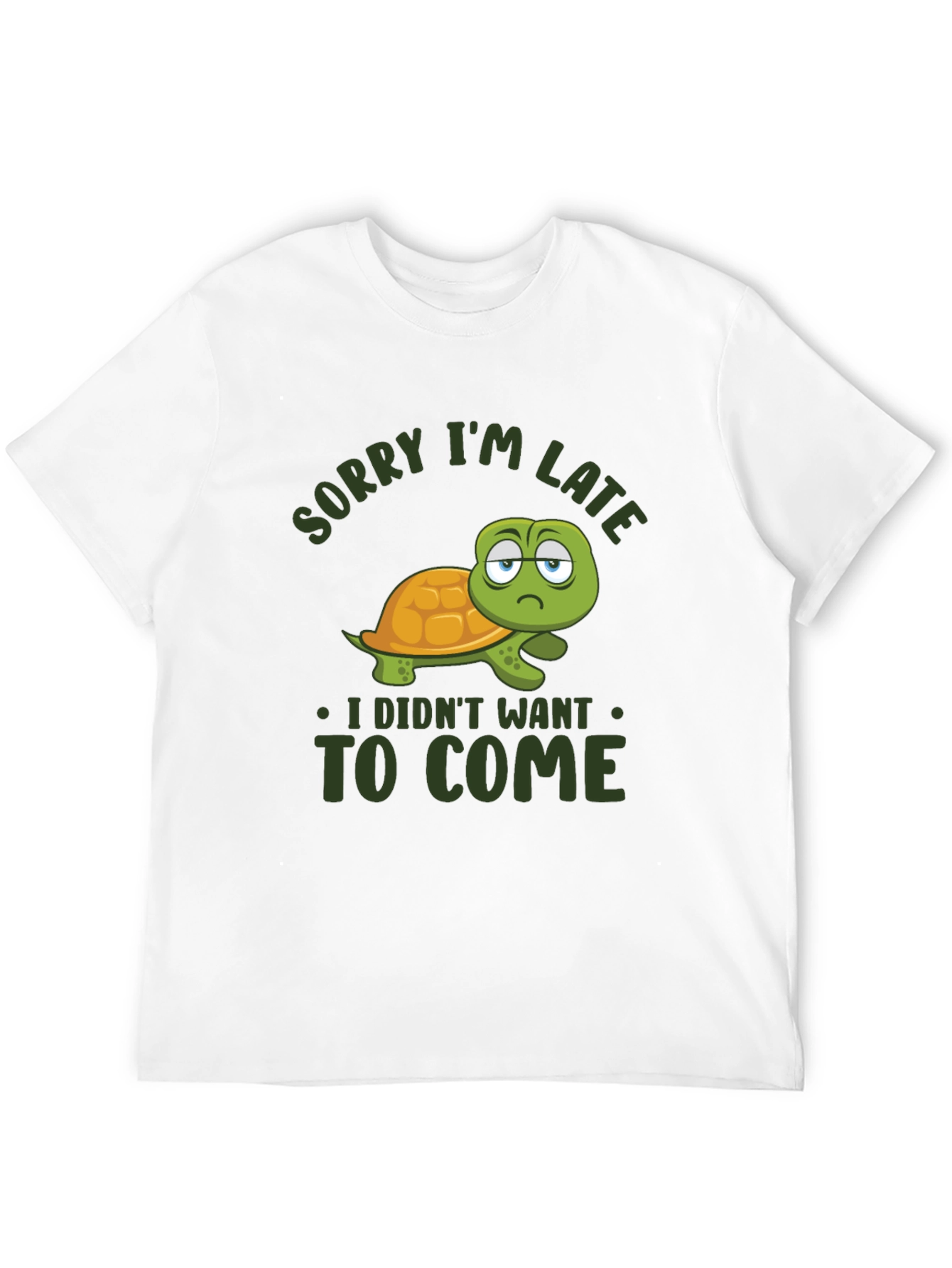 Black Funny Turtle Sorry I'm Late Graphic T-Shirt view 12