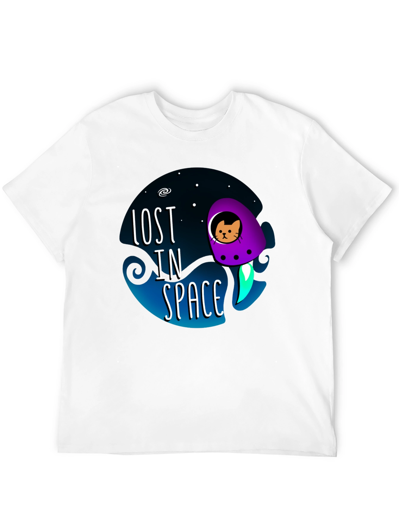 Black Lost in Space Cat T-Shirt view 12