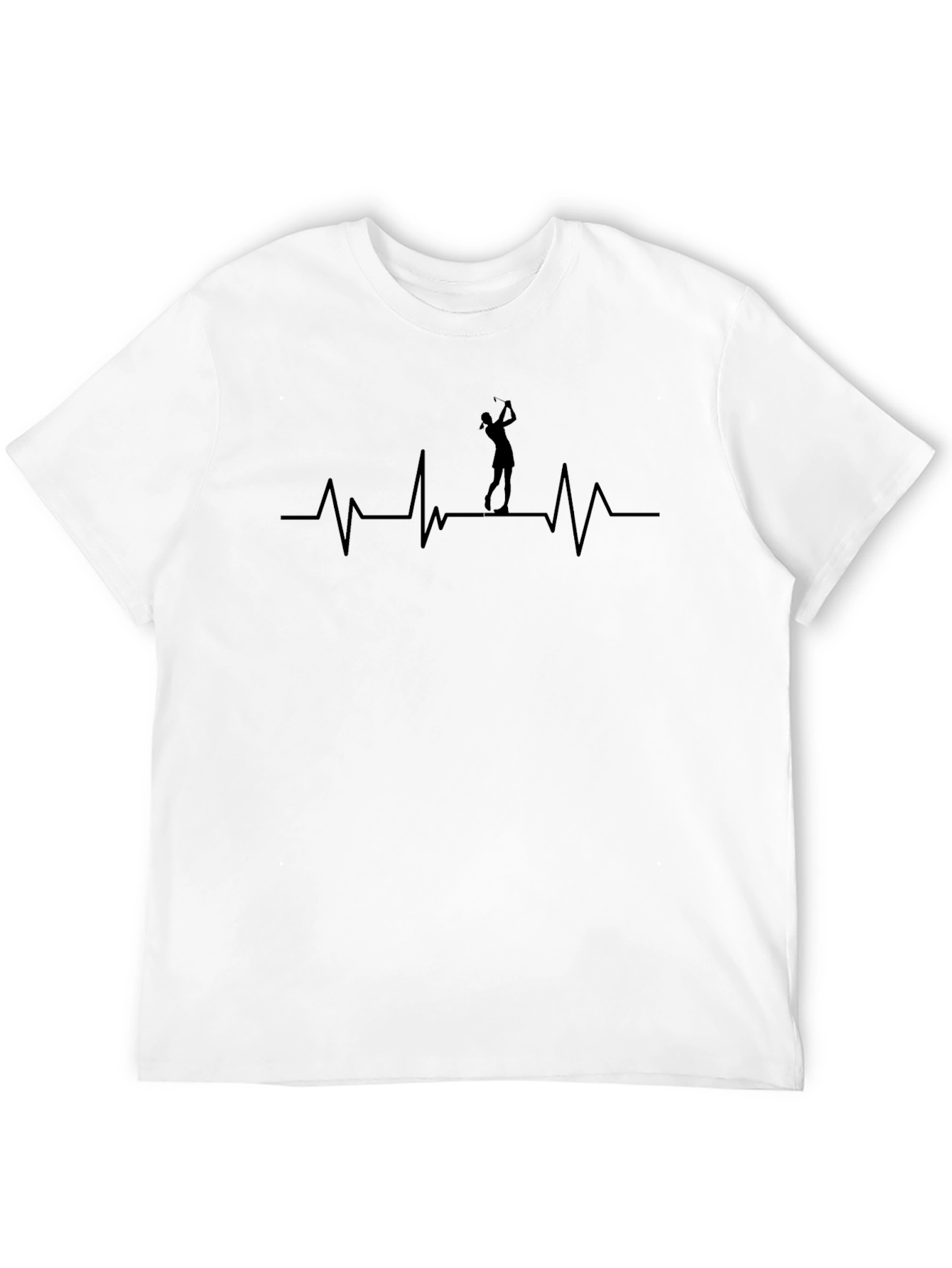 Black Golfer Heartbeat T-Shirt - Unique Graphic Tee view 12